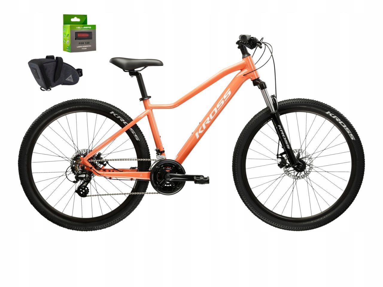 Rower 27,5 Kross Lea 2.0 M różowo-srebrny połysk 17" sakwa lamp