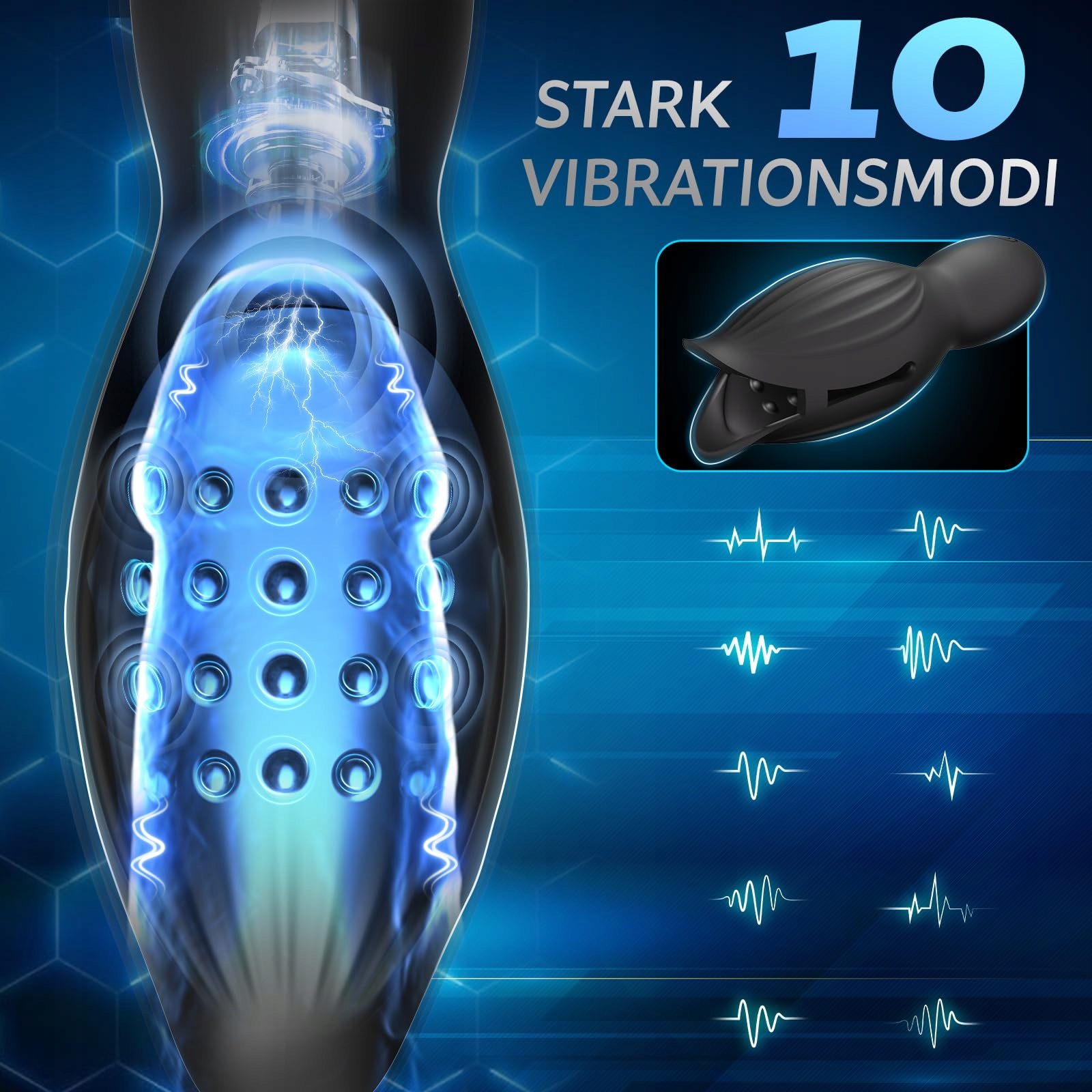 KEXYZ Masturbator Dla Mężczyzn Wibrator Eichel Stymulator 9 Trybów — miniatura 3