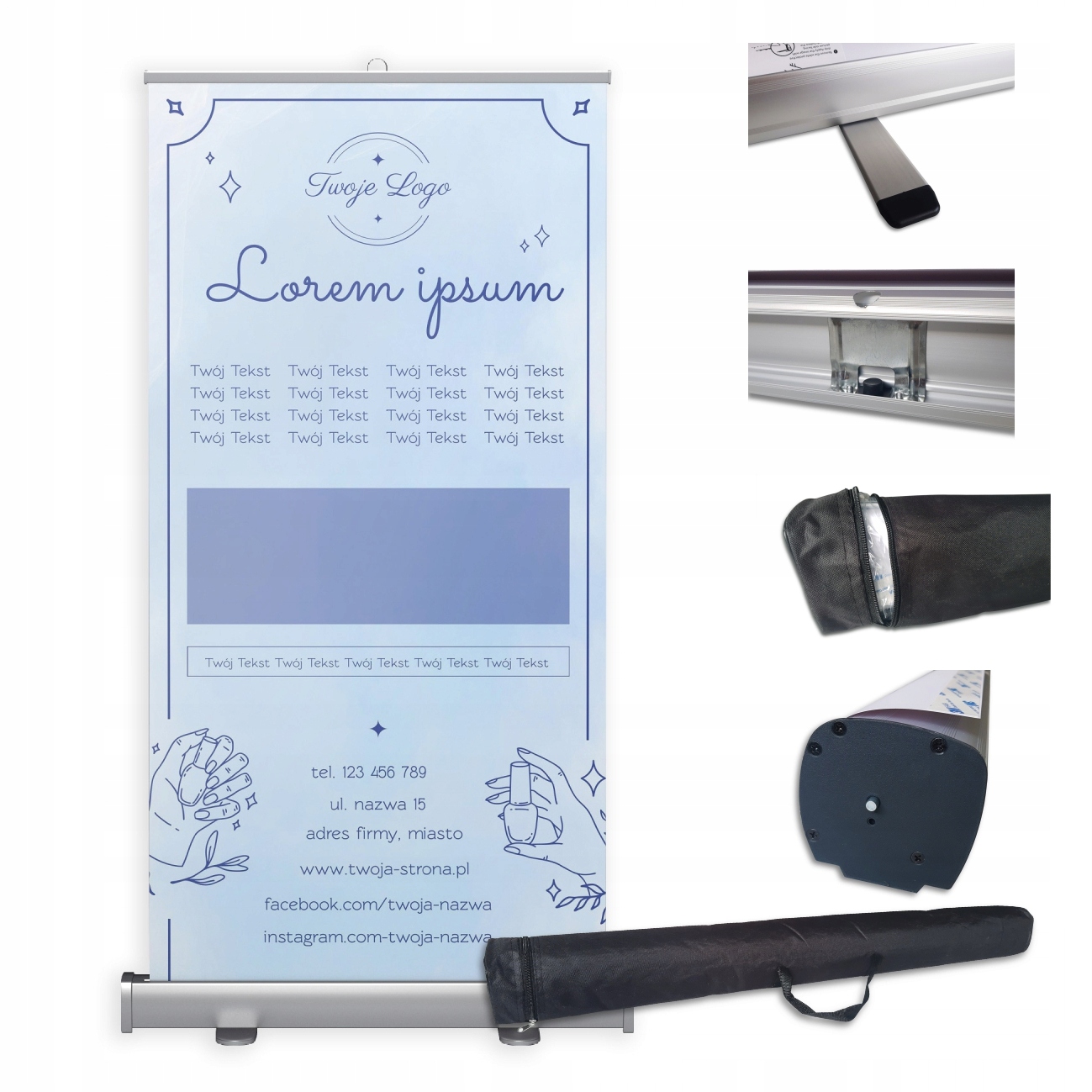 ROLL-UP ROLLUP 100x200 rollup z wydrukiem STANDARD FRONTLIT projekt CANVA