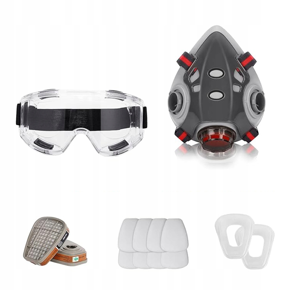 MASKA ODDECHOWA PÓŁMASKA WIELOKROTNEGO Z OCHRONNYMI GOGLAMI DO POLEROWANIA Typ półmaska