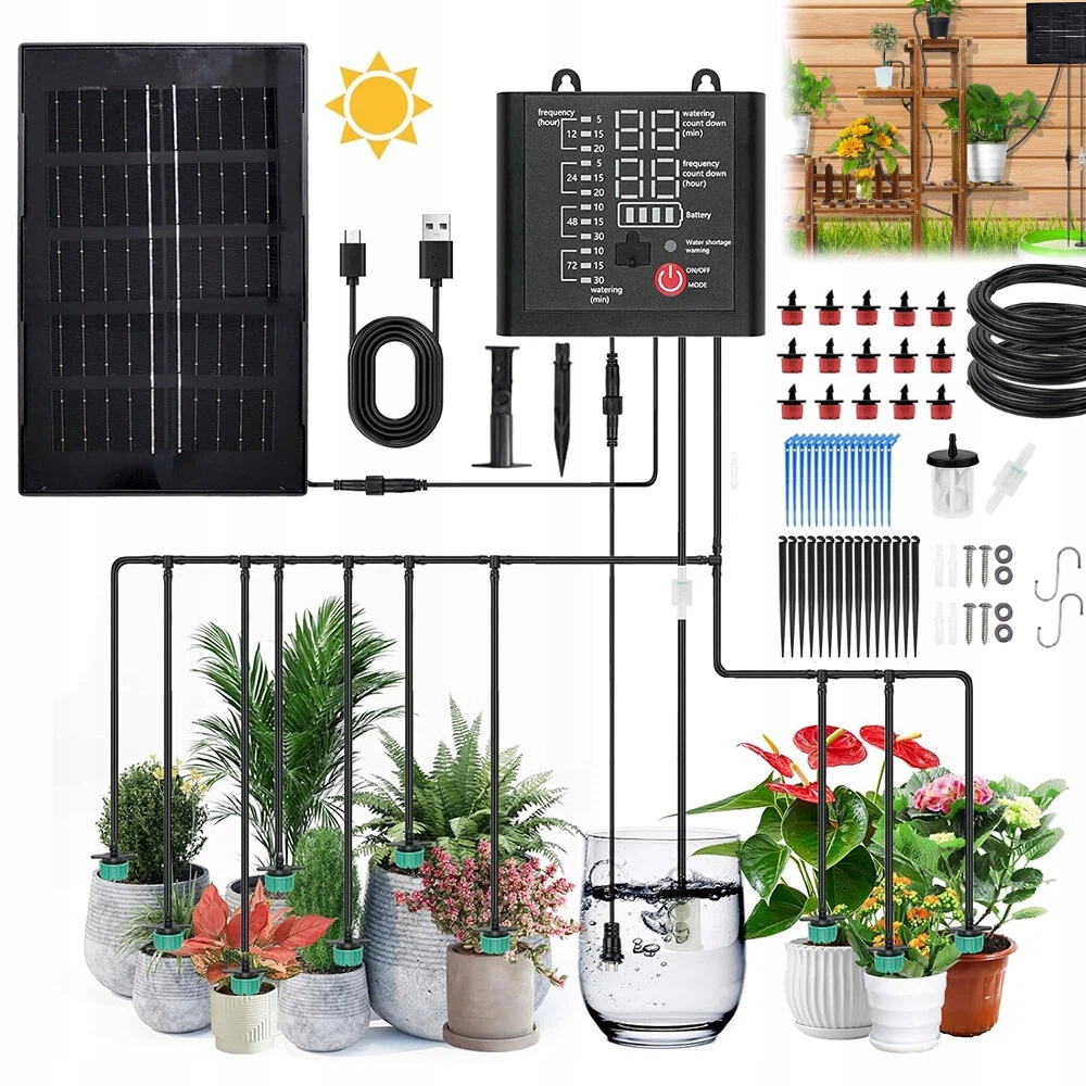 Solární Zavlažovací Systém Hadice 3X5 m S 15 Tryskami