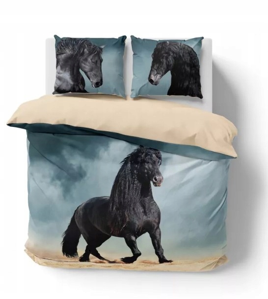 Pościel Holenderska bawełna 160x200cm Czarny Koń