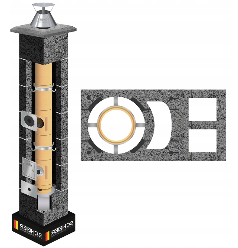 Keramický systémový komín Turbo 14 m fi 100 plyn olej systém KW+W2 36x73 cm