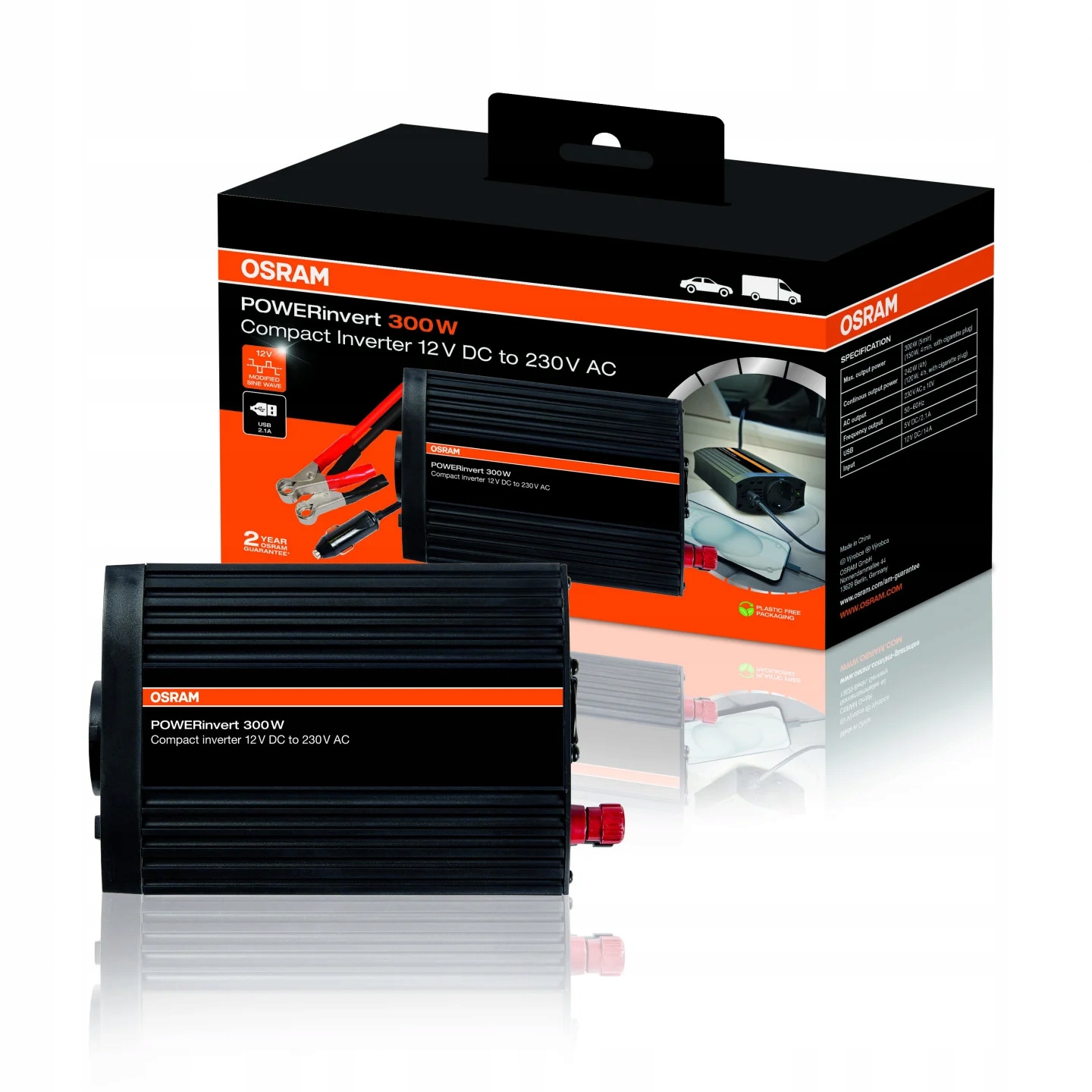 Osram POWERinvert menič napätia 12V DC 230V 300W Invertor sínusoidy