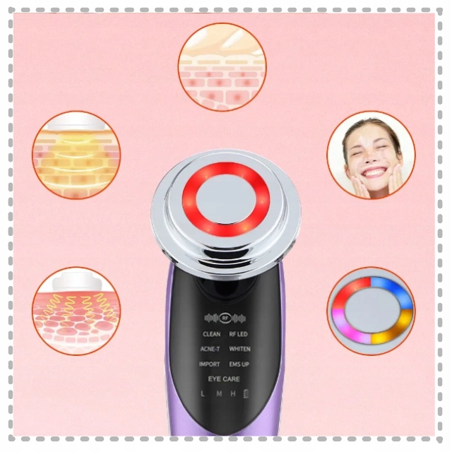 MASAŻER TWARZY BEZIGŁOWY 7W1 MEZOTERAPIA BEZIGŁOWA TERAPIA ŚWIATŁEM LIFTING Typ pen