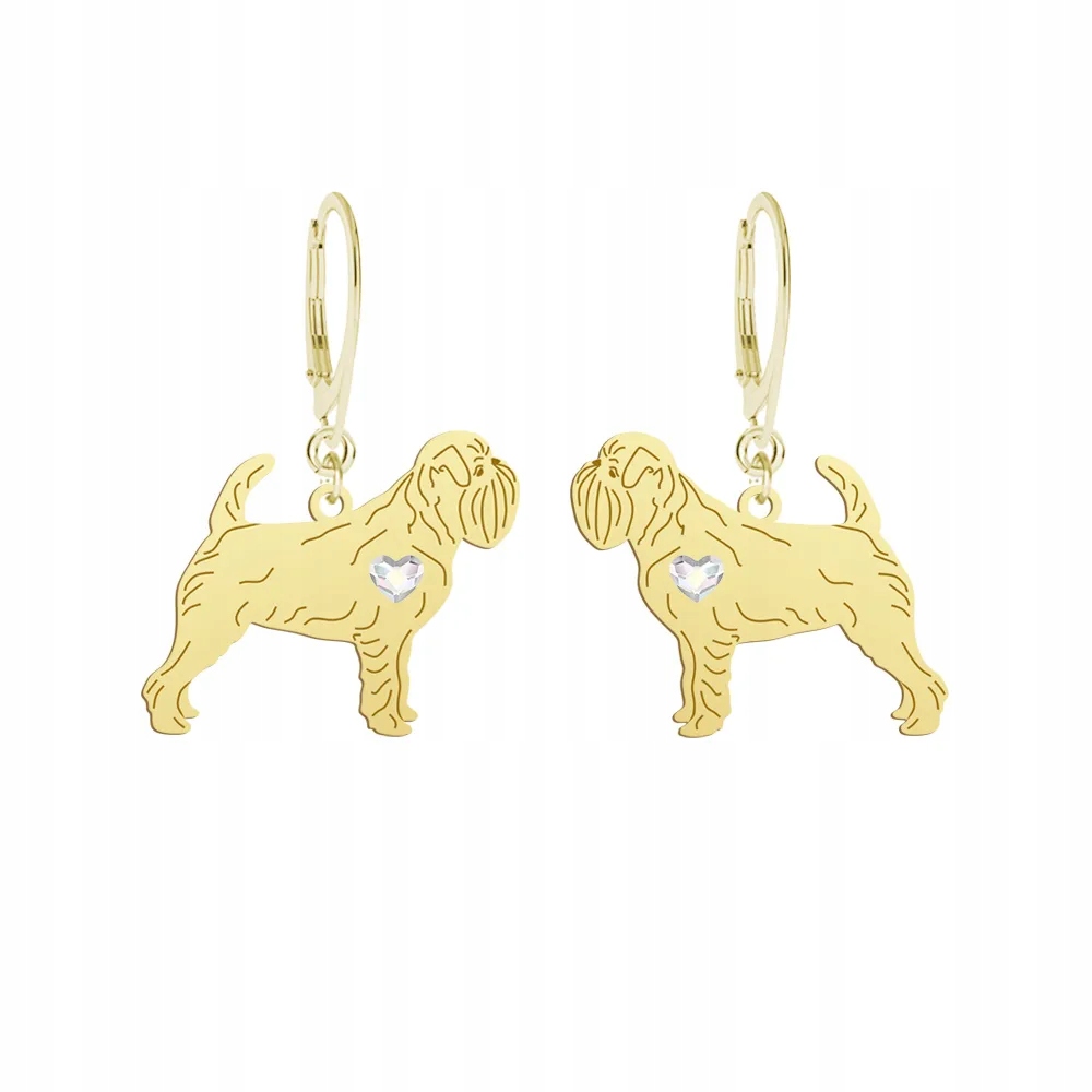 Náušnice Zlaté s psem Gryfonik Belgický 925 Bigle Dedikace Gravírování Bonus