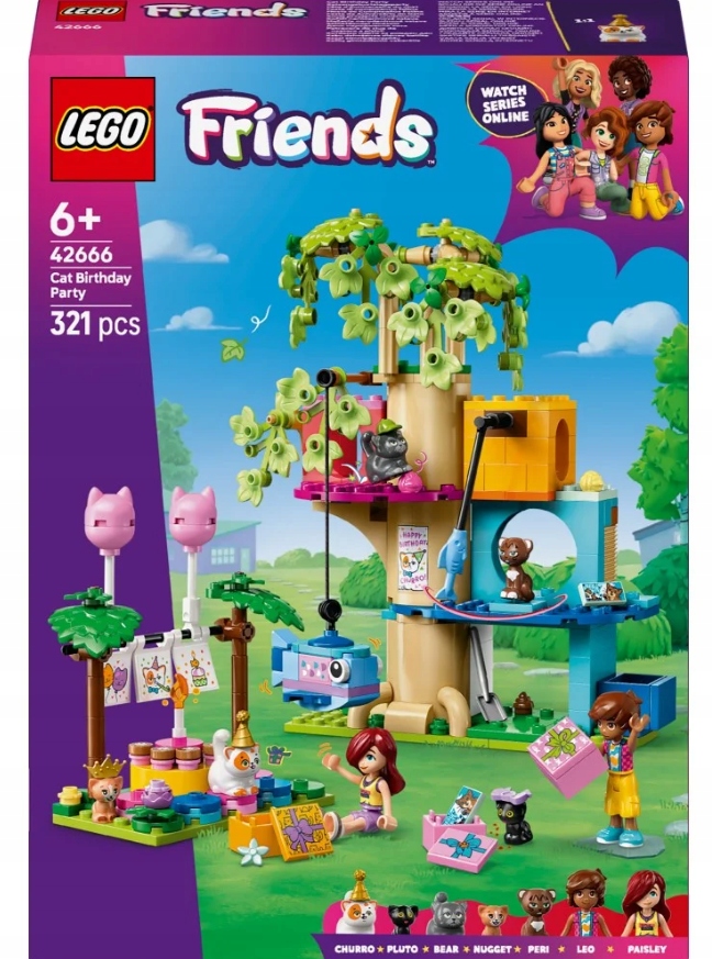 stavebnice Lego Friends 42666 Kočičí narozeninová oslava a domeček na stromě