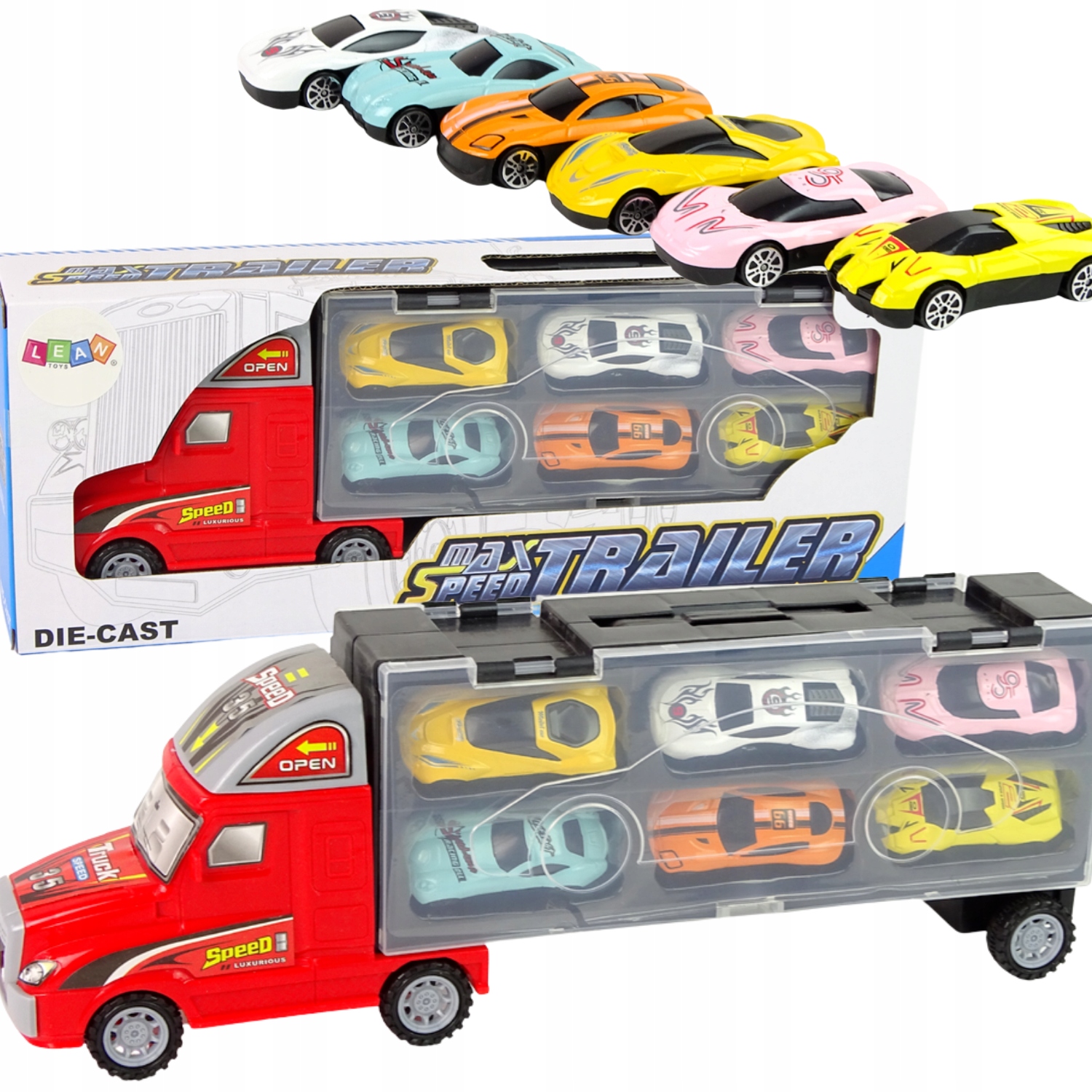 

Zestaw Auto Tir Laweta Transporter Resoraki Walizk