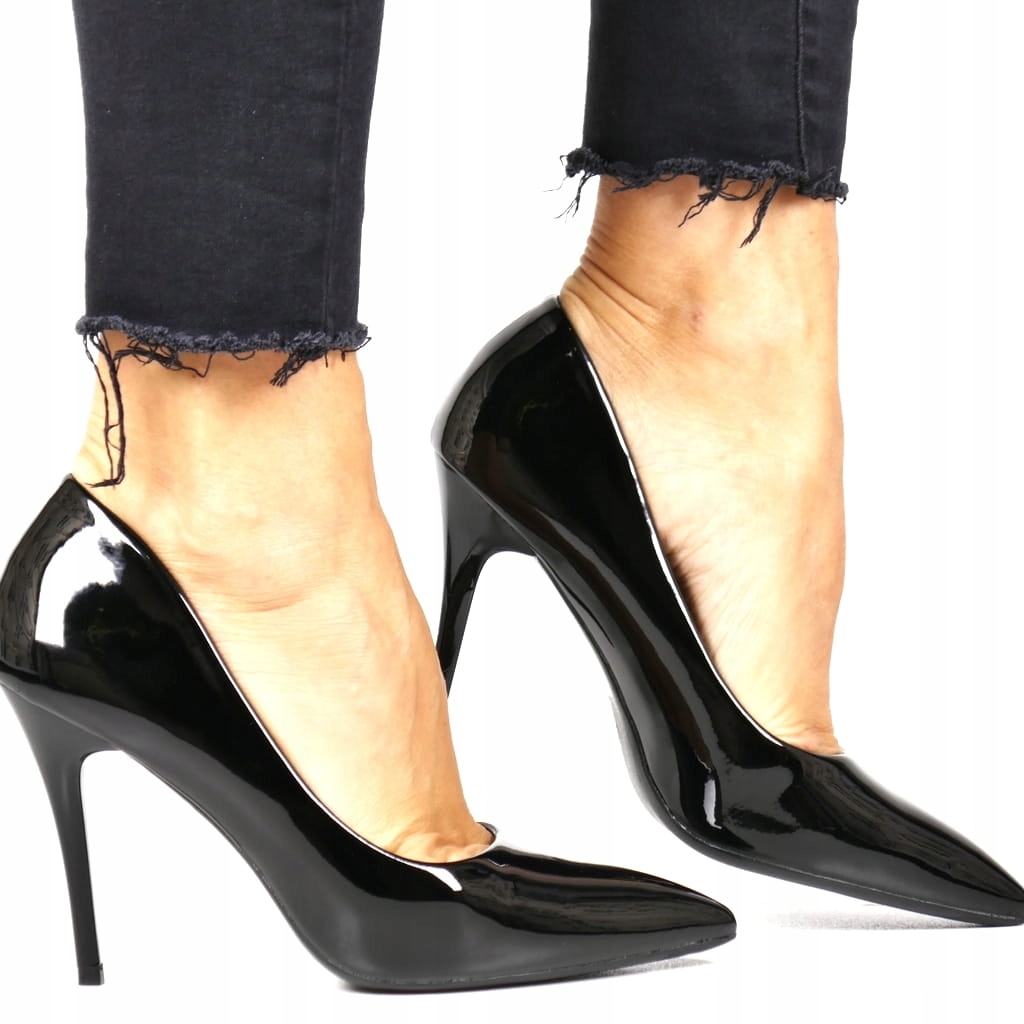 Černé Lakované Lodičky Na Vysokém Podpatku Elegantní Společenské Nové