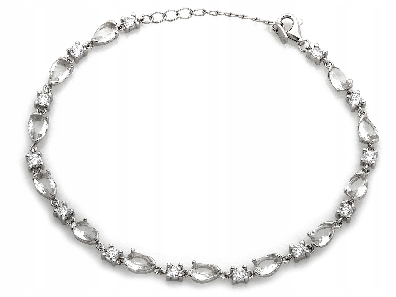 Stříbrný náramek 925 s zirkony 6.42 g šířka 4.5 mm velikost 22