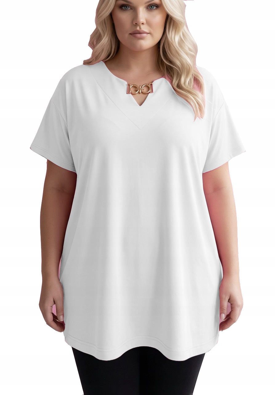 bluzka tunika krótki rękaw bawełna plus size