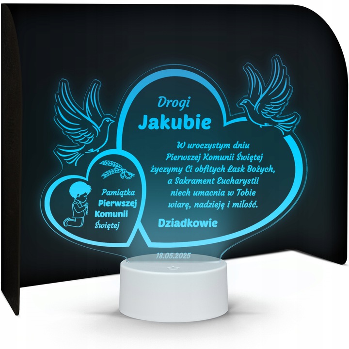 Lampka Pamiątka Pierwszej Komunia 16k. LED PLEXIDO Kolekcja Exclusive Pro