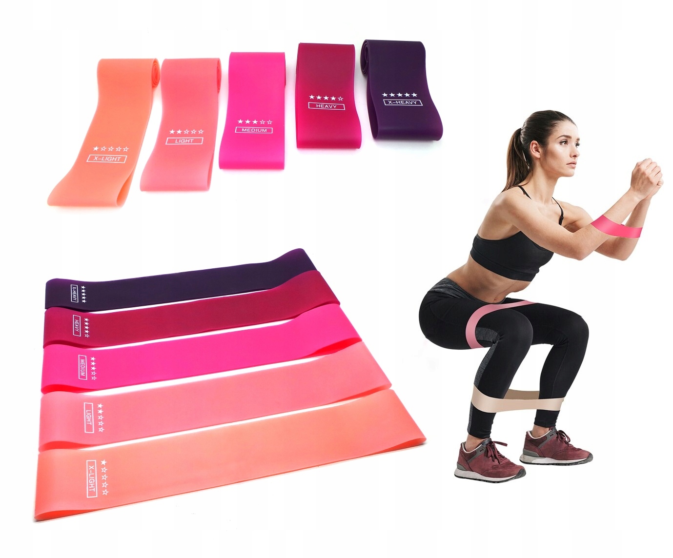 

Zestaw 5 Gum Oporowych Taśmy do ćwiczeń Mini Bands