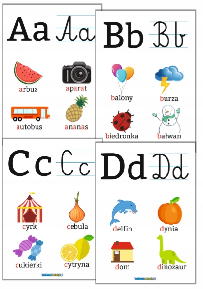 Plansze Alfabet Literki do nauki - foliowane Rok wydania 2016
