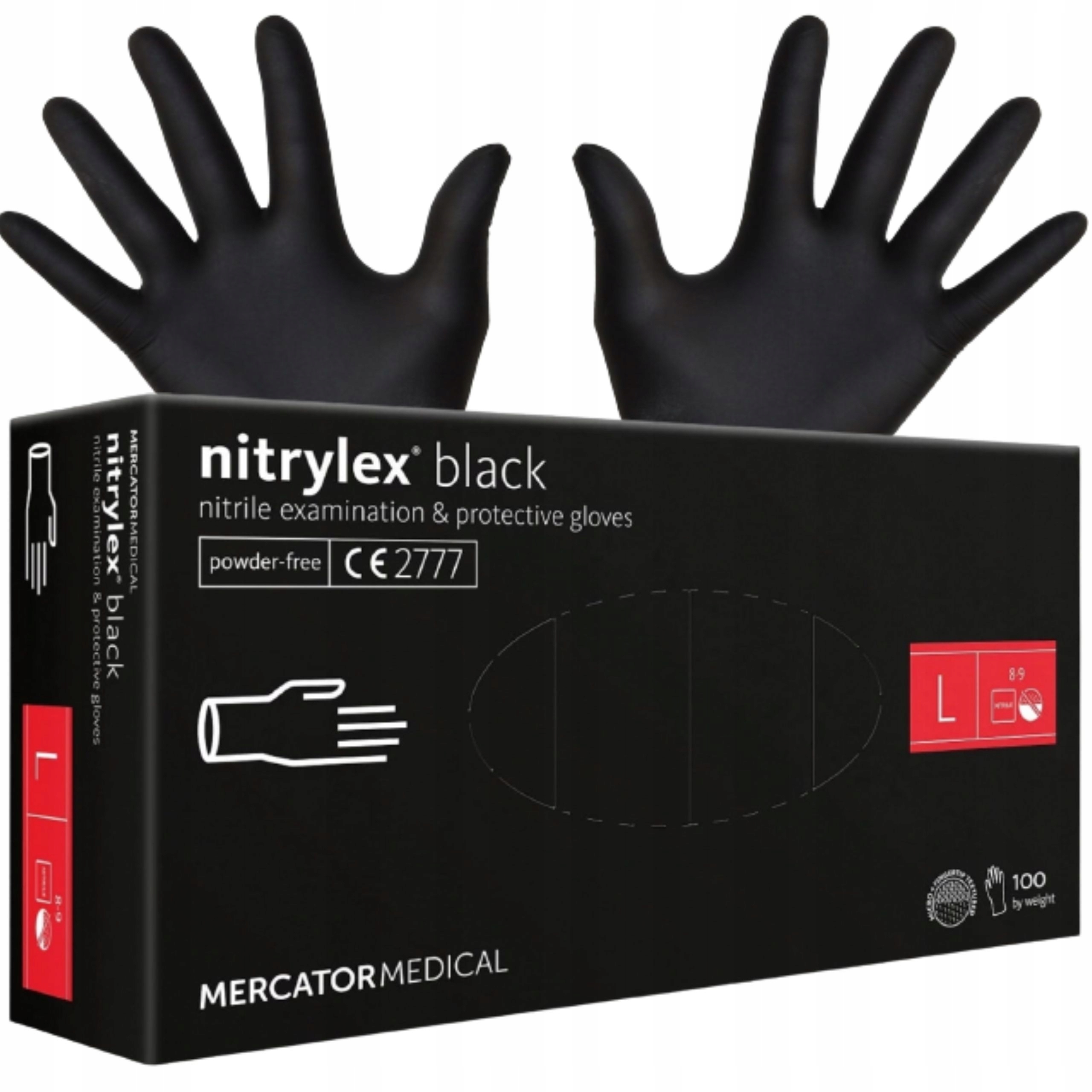 

Rękawice Nitrylowe Czarne L Nitrylex Black 100szt