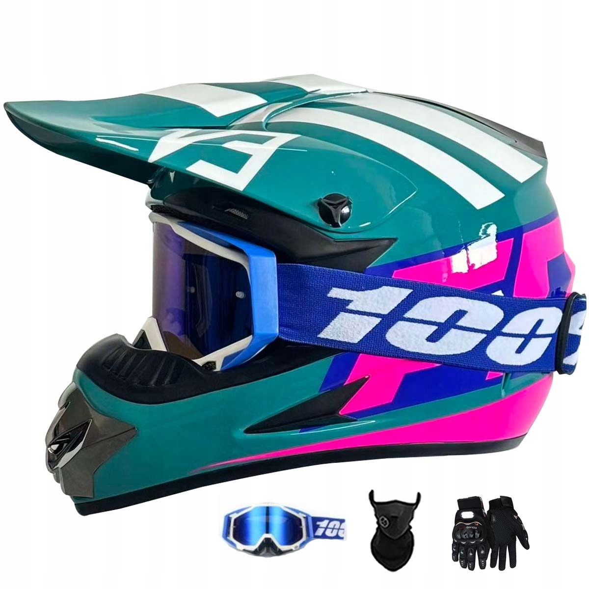 Motocyklová Přilba Lehká Enduro Quada Brýle Rukavice Maska XL