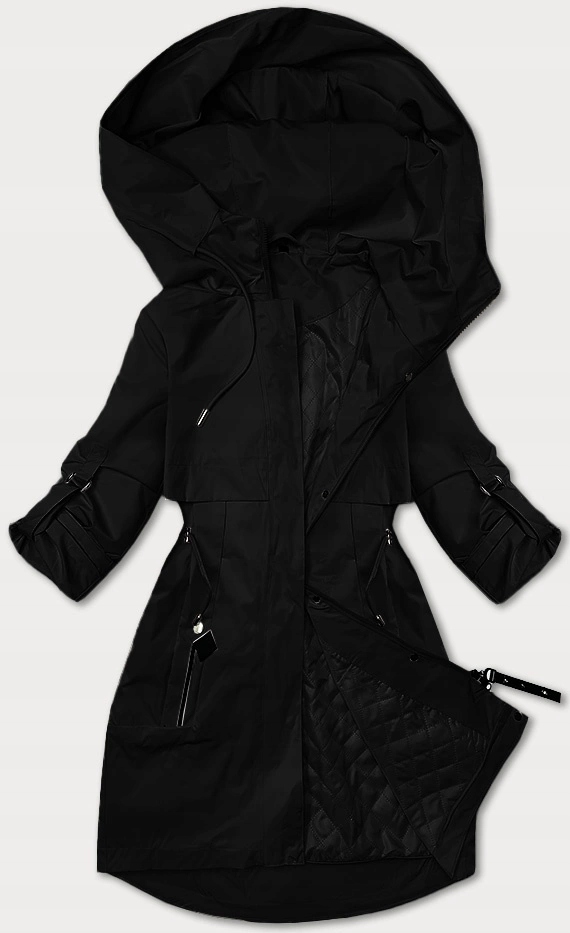 Tenká Bunda Kapuce B8357 Černá XXL (44)