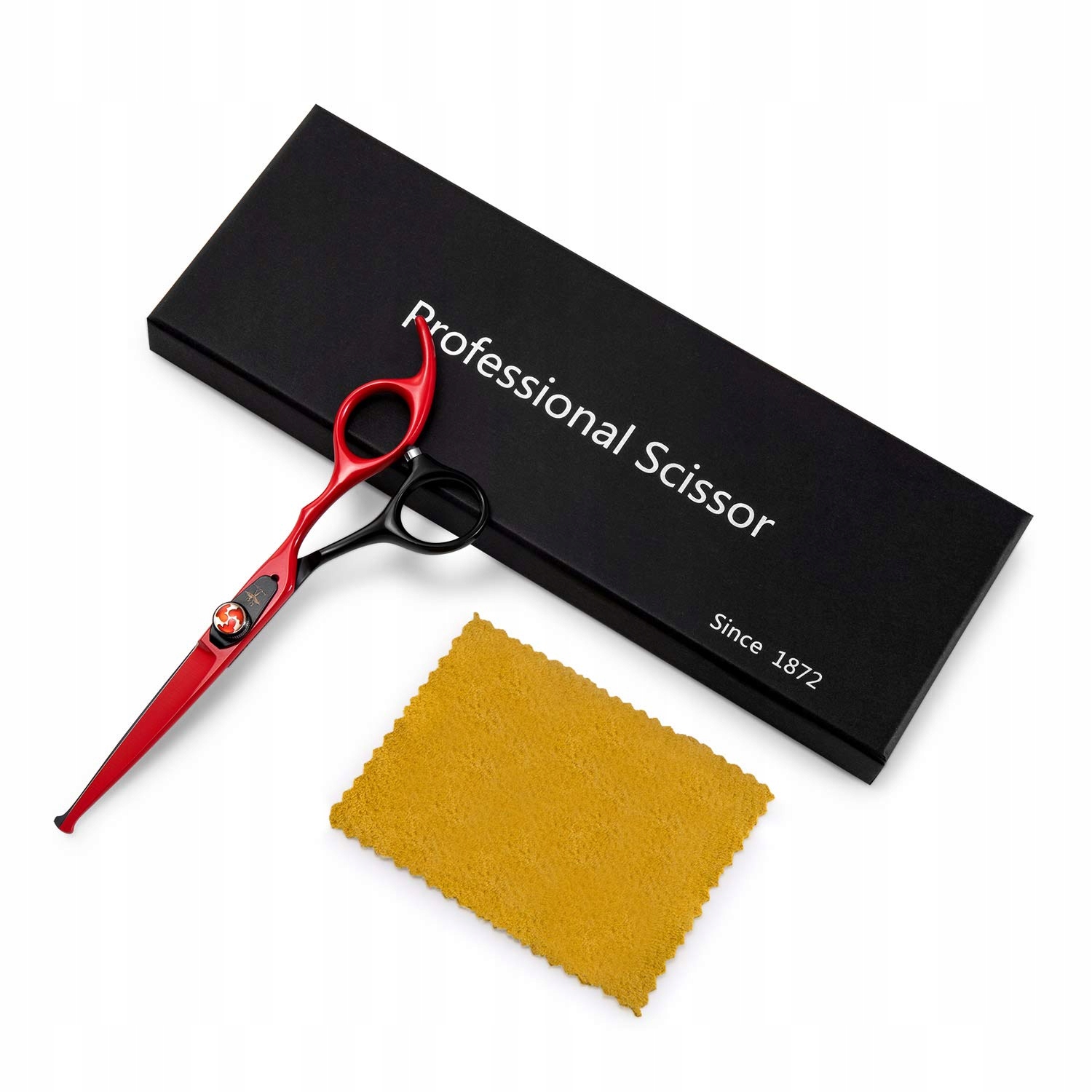 Kadeřnické nůžky na vlasy černočervené Bezpečné zaoblení