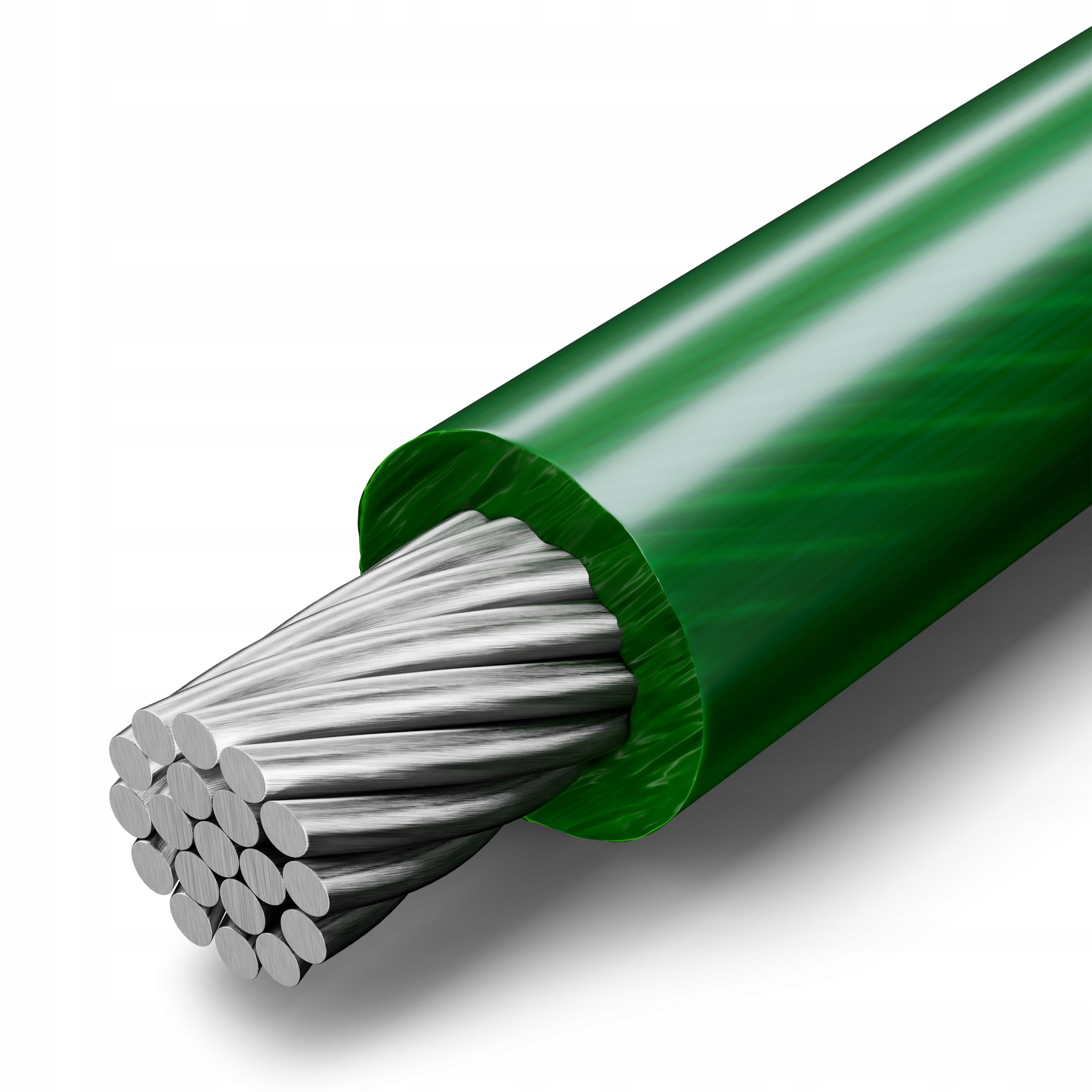 Lina linka Stalowa w Otulinie Otulina Powłoka Pcv 2,5/5mm 1x19 Zielona 30mb