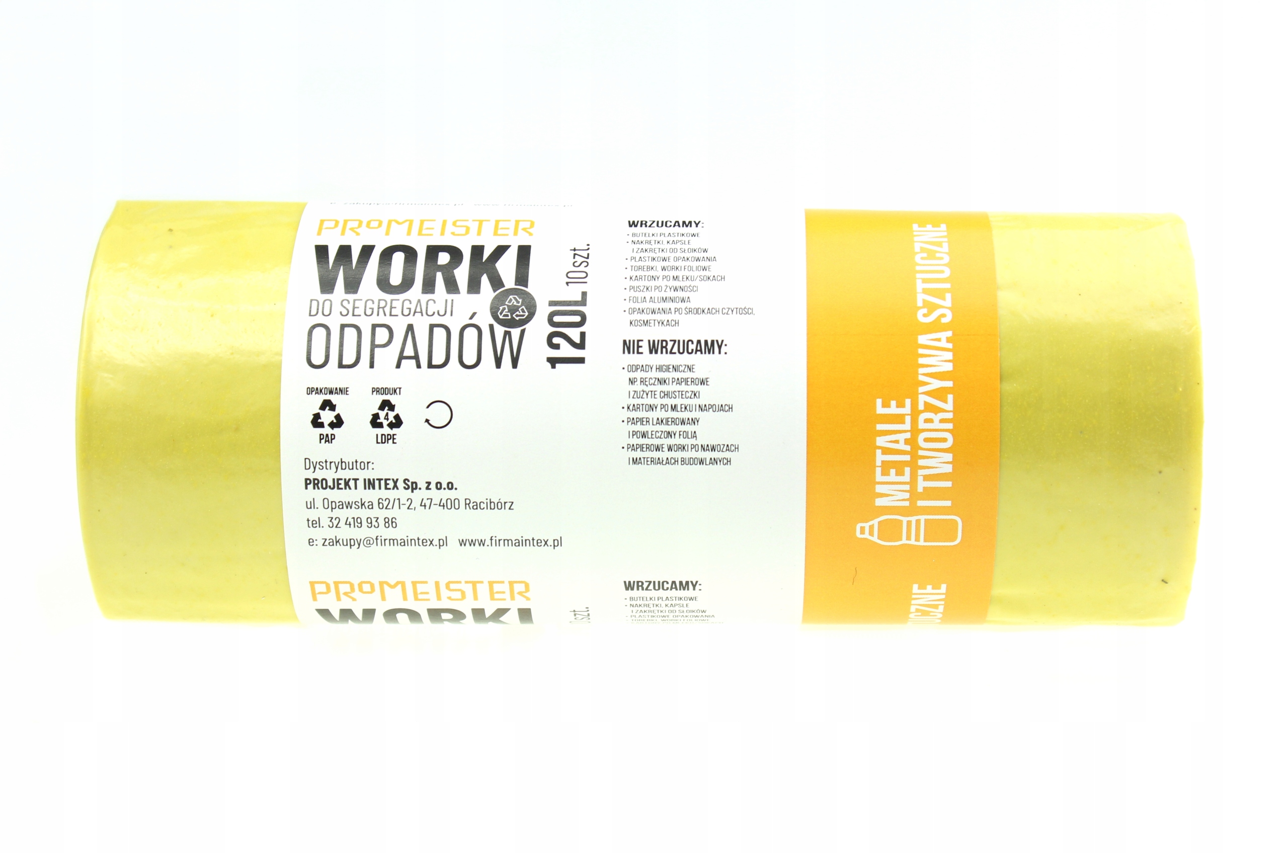 

Mocne worki śmieci odpady Plastik żółte 120L x10