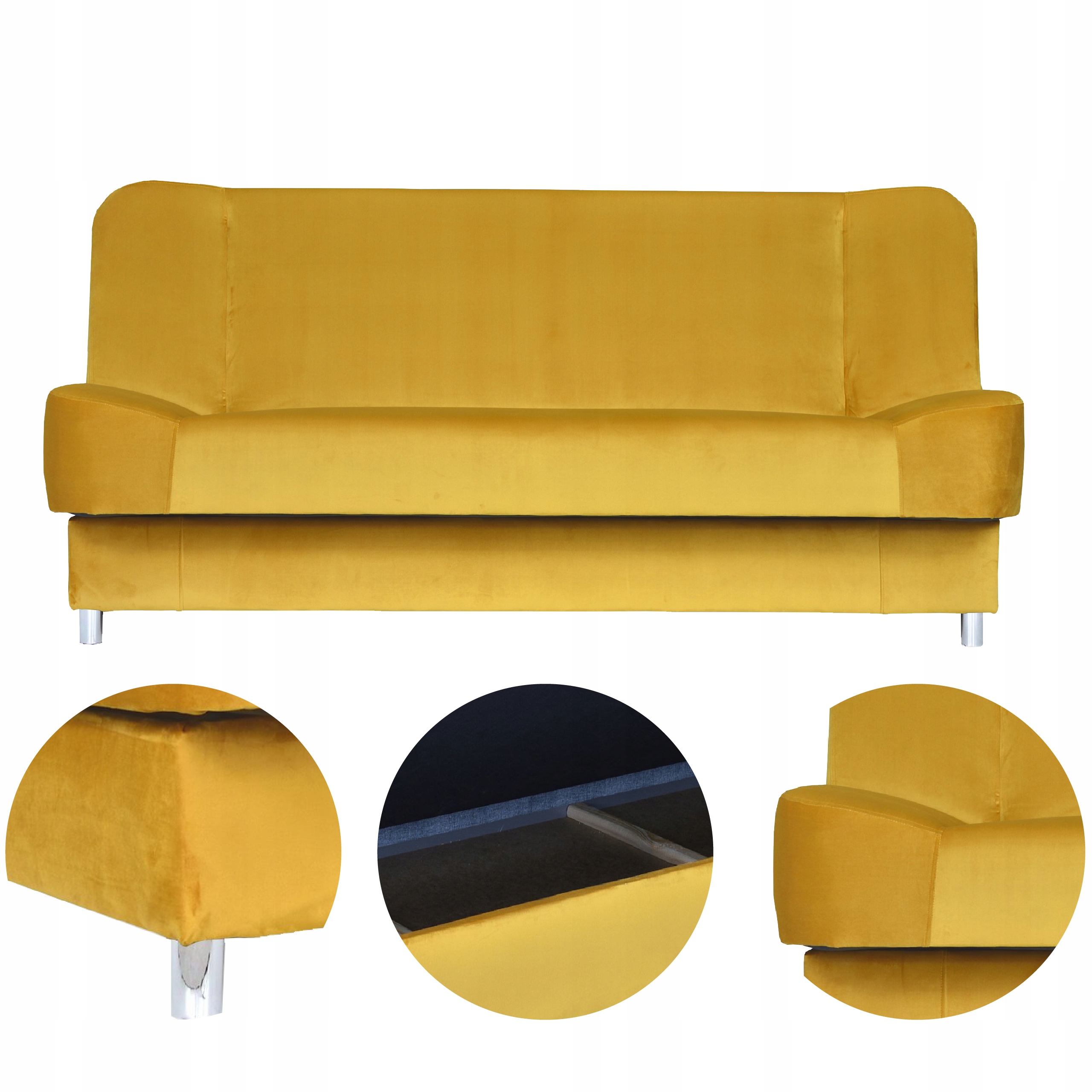 Miodowa musztardowa Sofa - rozkładana z poduszkami (ROYAL 10) • Cena,  Opinie • Kanapy 12373949891 • Allegro