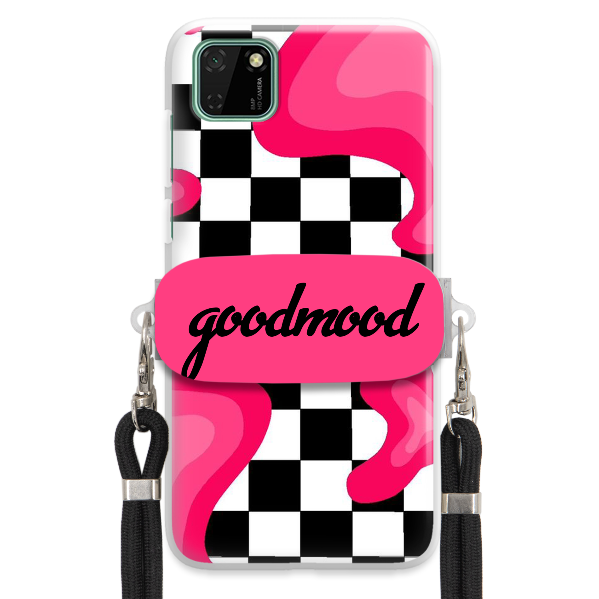 Puzdro Na Huawei Y5P Sada Case Držiak Na Vodítko Čierna Pre Teenagerov Splash