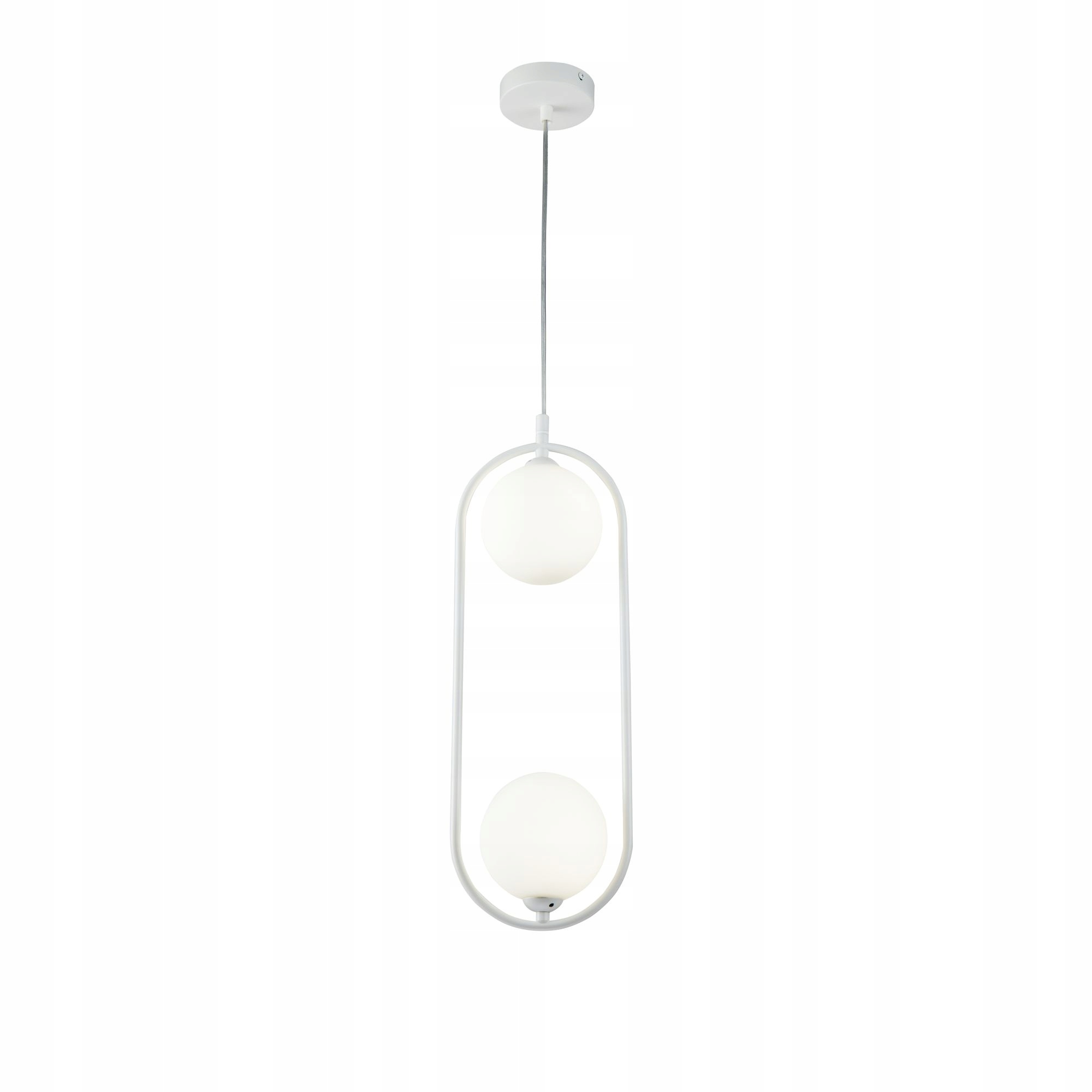 Závěsná lampa lustr vertikální bílá 2 skleněné bílé koule Maytoni