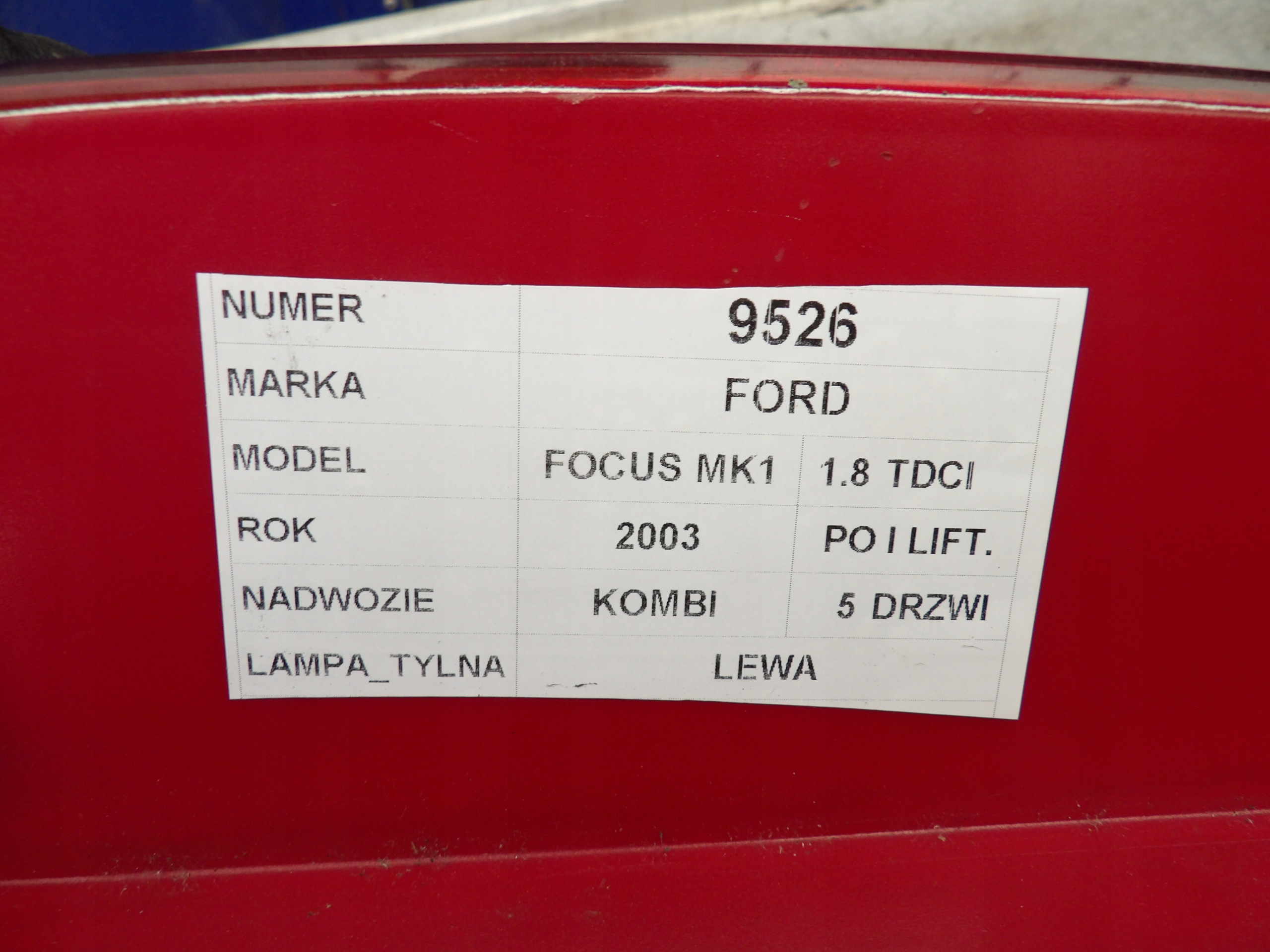 Ford Focus mk1 light rear left kombi