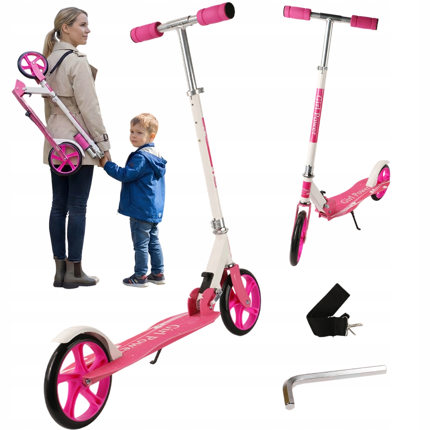 Hulajnoga Dla Dzieci Outdoor Regulowana Składana Różowa Scooter