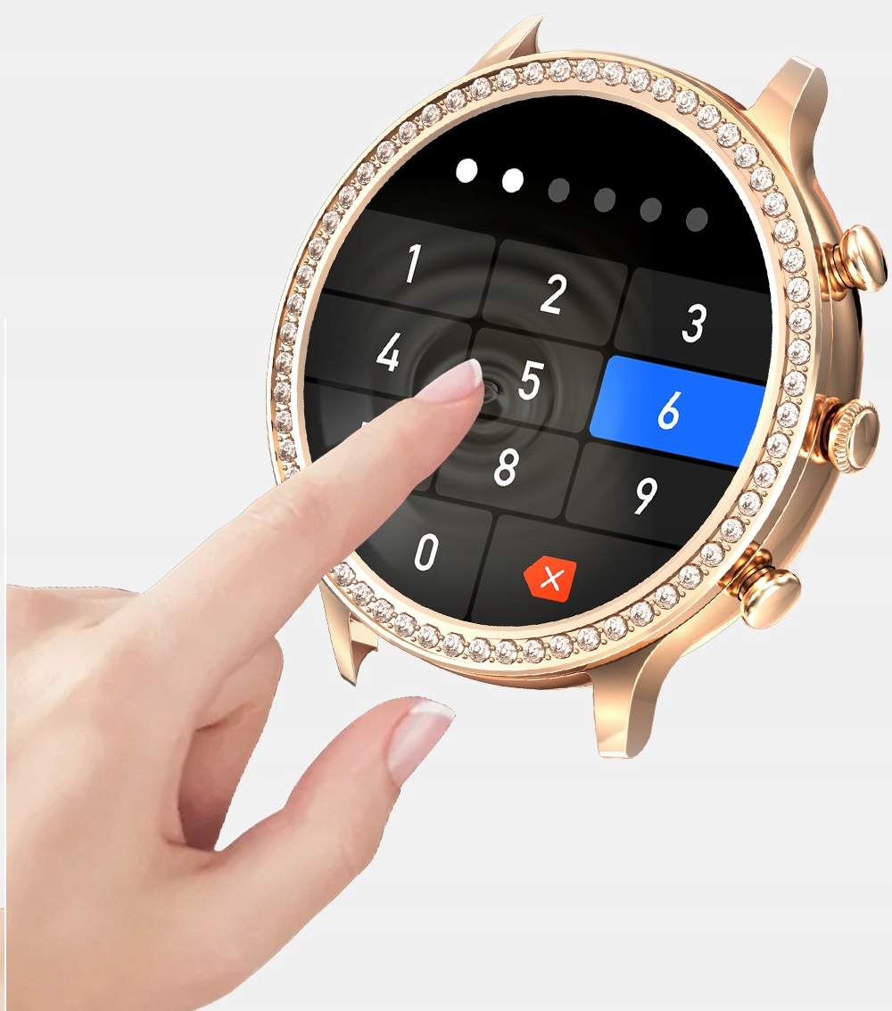 SMARTWATCH ZEGAREK DAMSKI ELEGANCKI CYRKONIE ROZMOWY POWIADOMIENIA MENU PL Transmisja danych brak