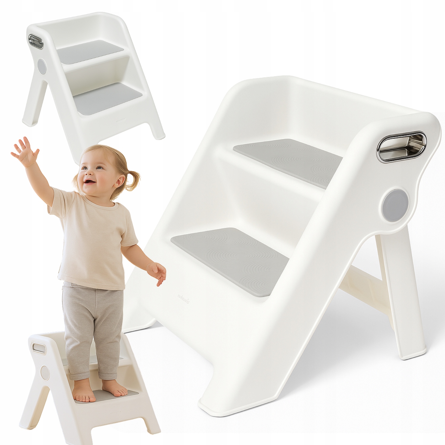 PRIMABOBO Podnóżek PODEST dla dzieci MIA Dwustopniowy dziecięcy SZARY