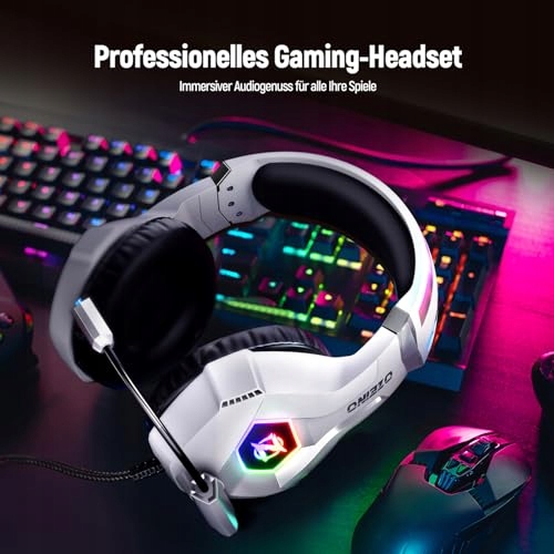 OZEINO Słuchawki Gamingowe PS4 PS5 PC 3D Dźwięk Mikrofon RGB Dla Graczy — miniatura 6