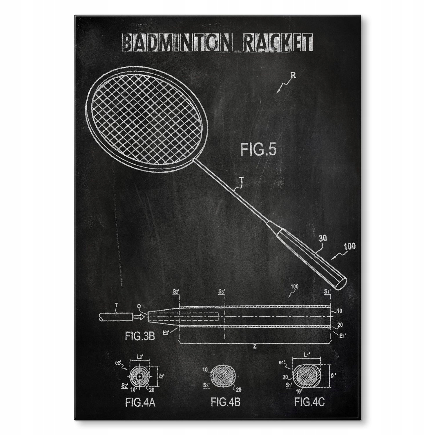 Kovový plakát Badmintonová raketa L