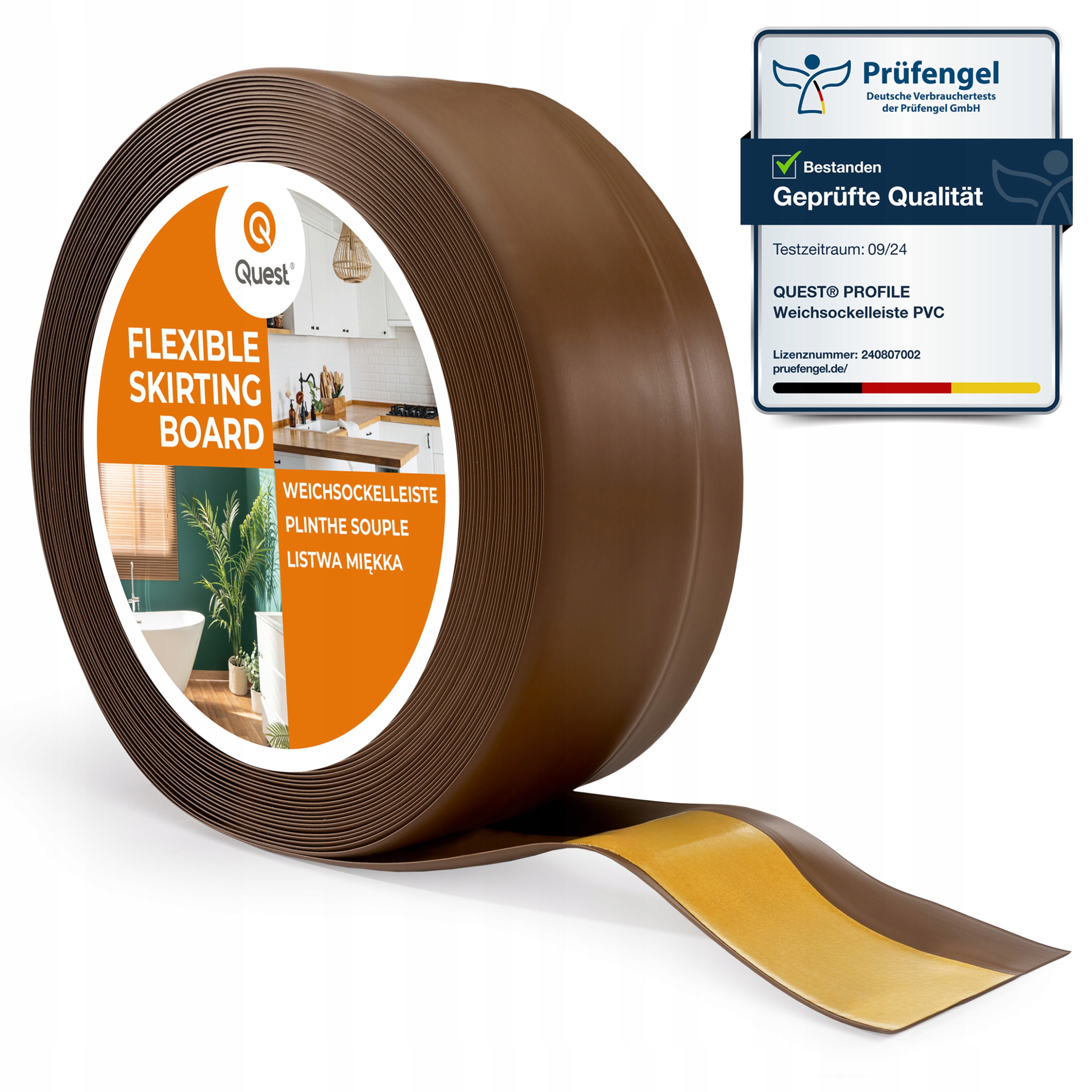 Podlahová lišta samolepicí Quest Pvc 50x20mm Tmavě Hnědá 25m