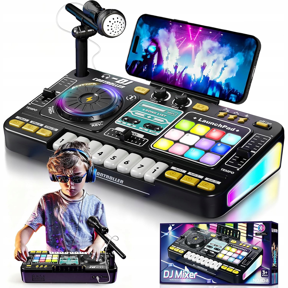 Mikrofonní Sada Dj Pro Děti, Stativ, MIX Konzolí S Zvukovými Efekty