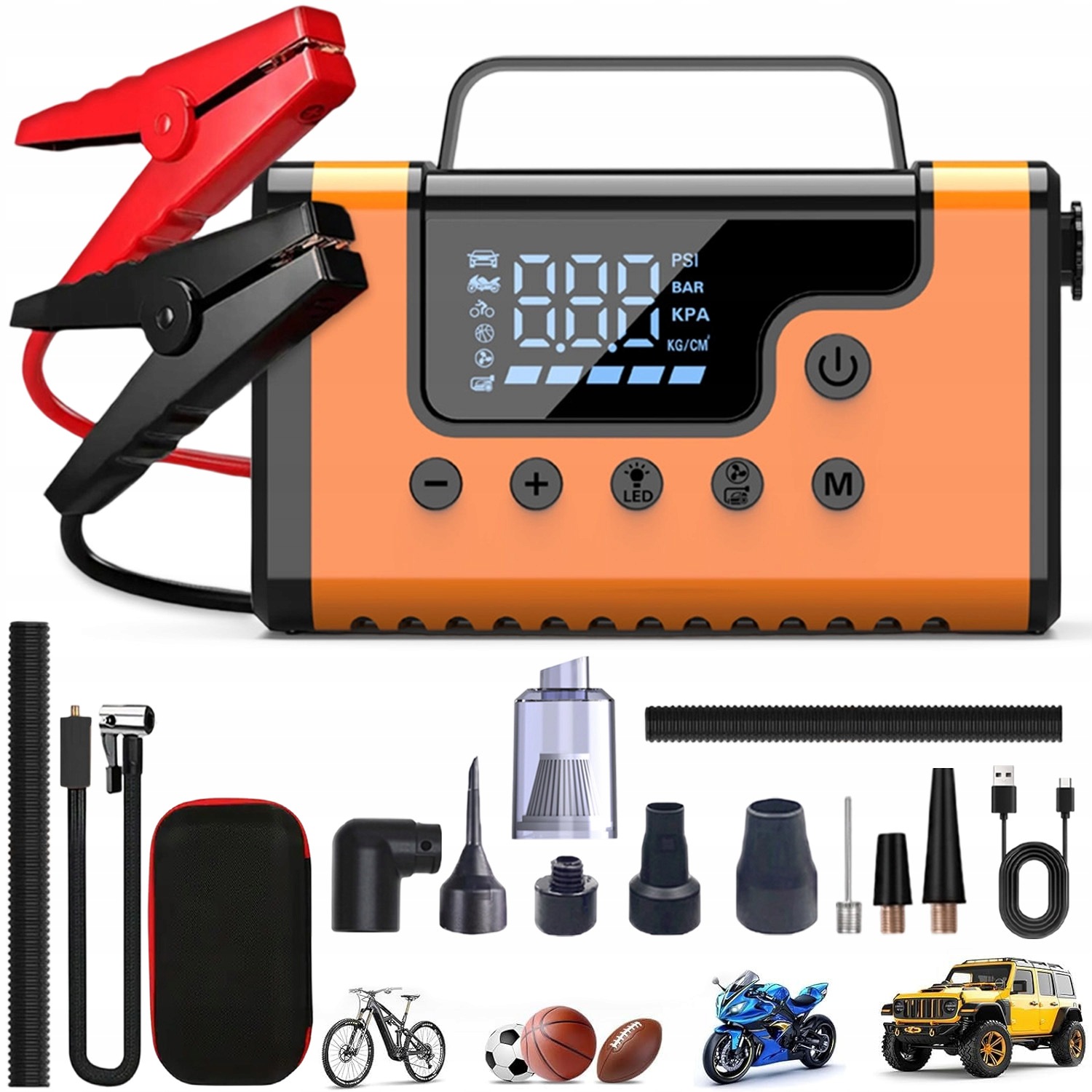 Jump Starter Booster Spúšťacie Zariadenie Powerbank Led Kompresor 37000MAH
