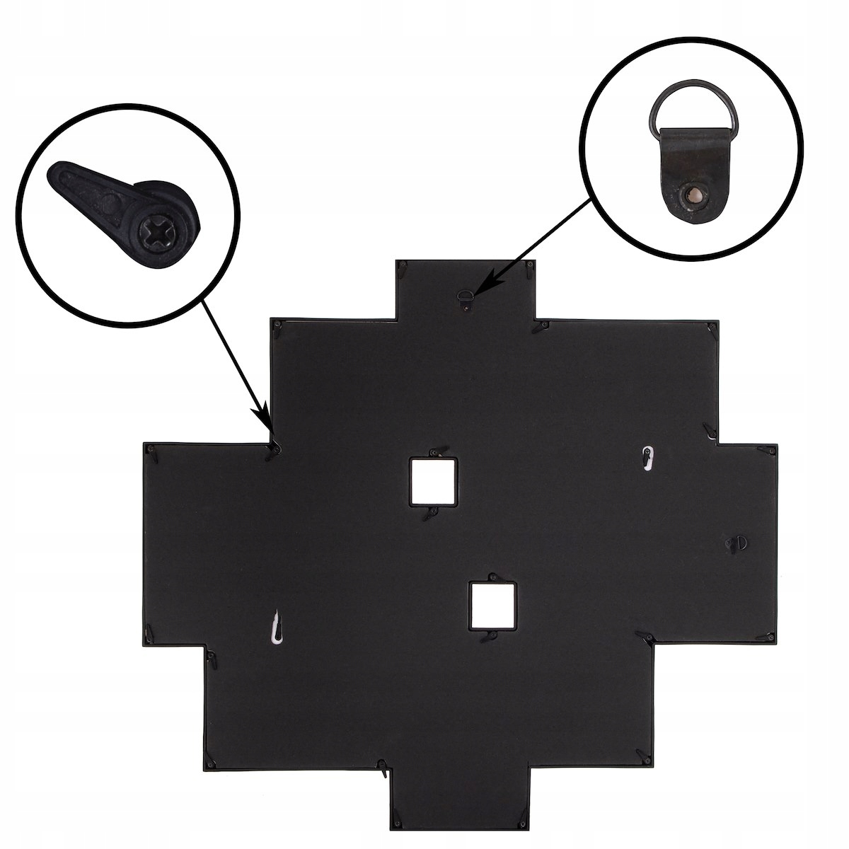 ZESTAW RAMEK NA ZDJĘCIA CZARNA GALERIA FOTO MULTIRAMA RAMKI 10 x ZDJĘĆ Wysokość produktu 48.5 cm