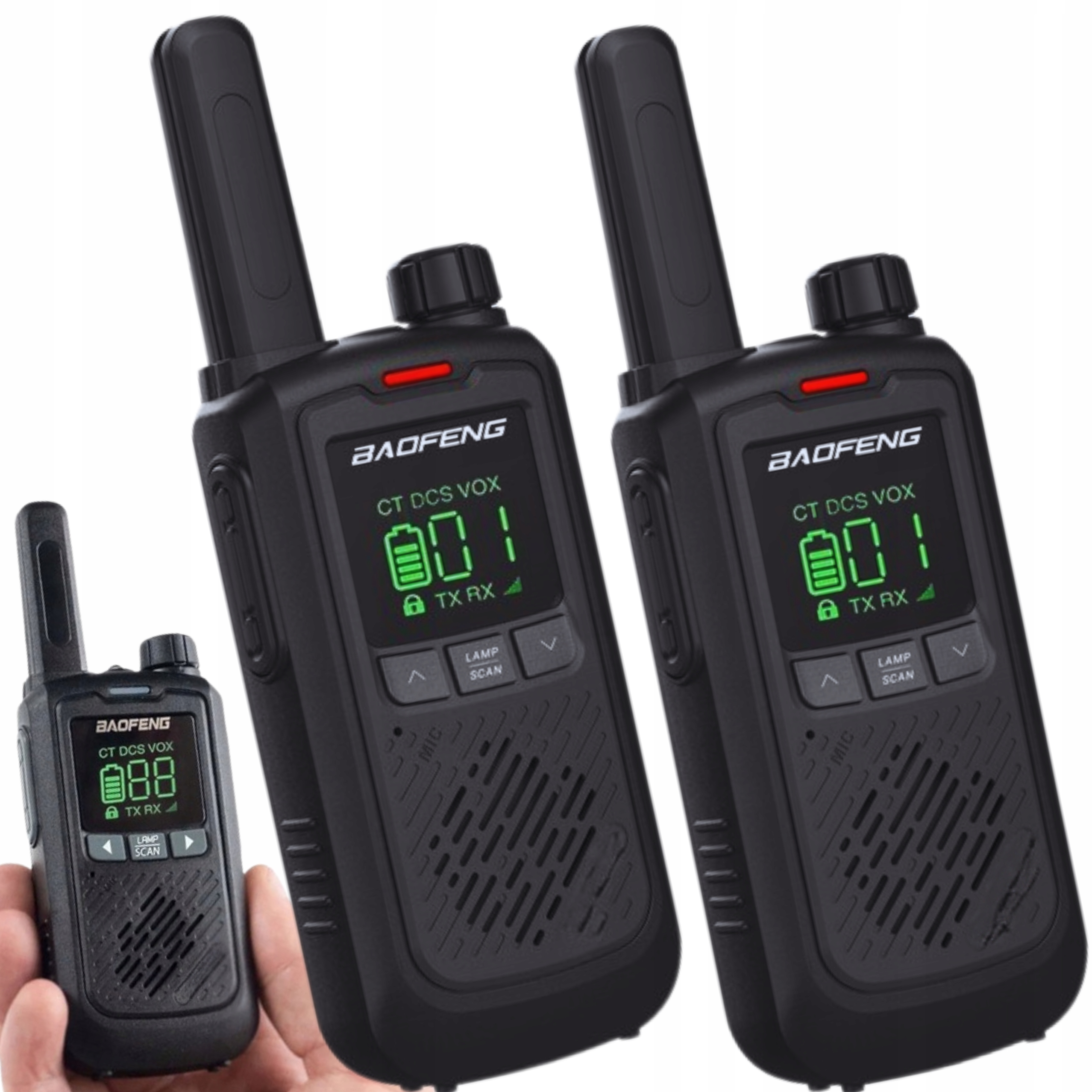 2x Krótkofalówka Baofeng BF-T17 Kolor Czarny Walkie Talkie 16 kanałów