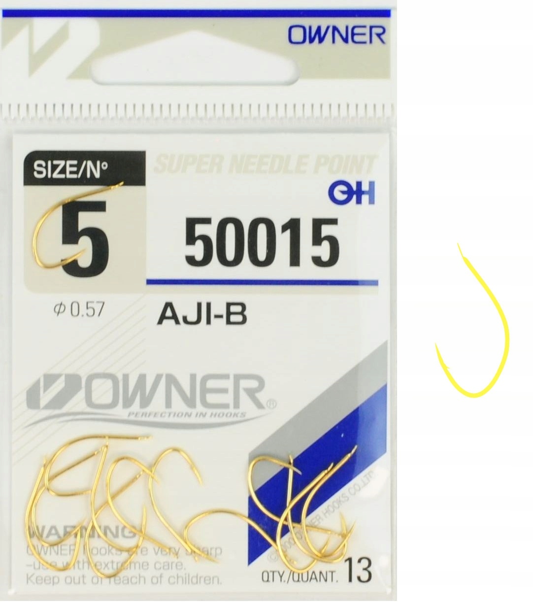 Nr 5 Haczyki Owner Aji-b 50015 Złote Bardzo Ostre