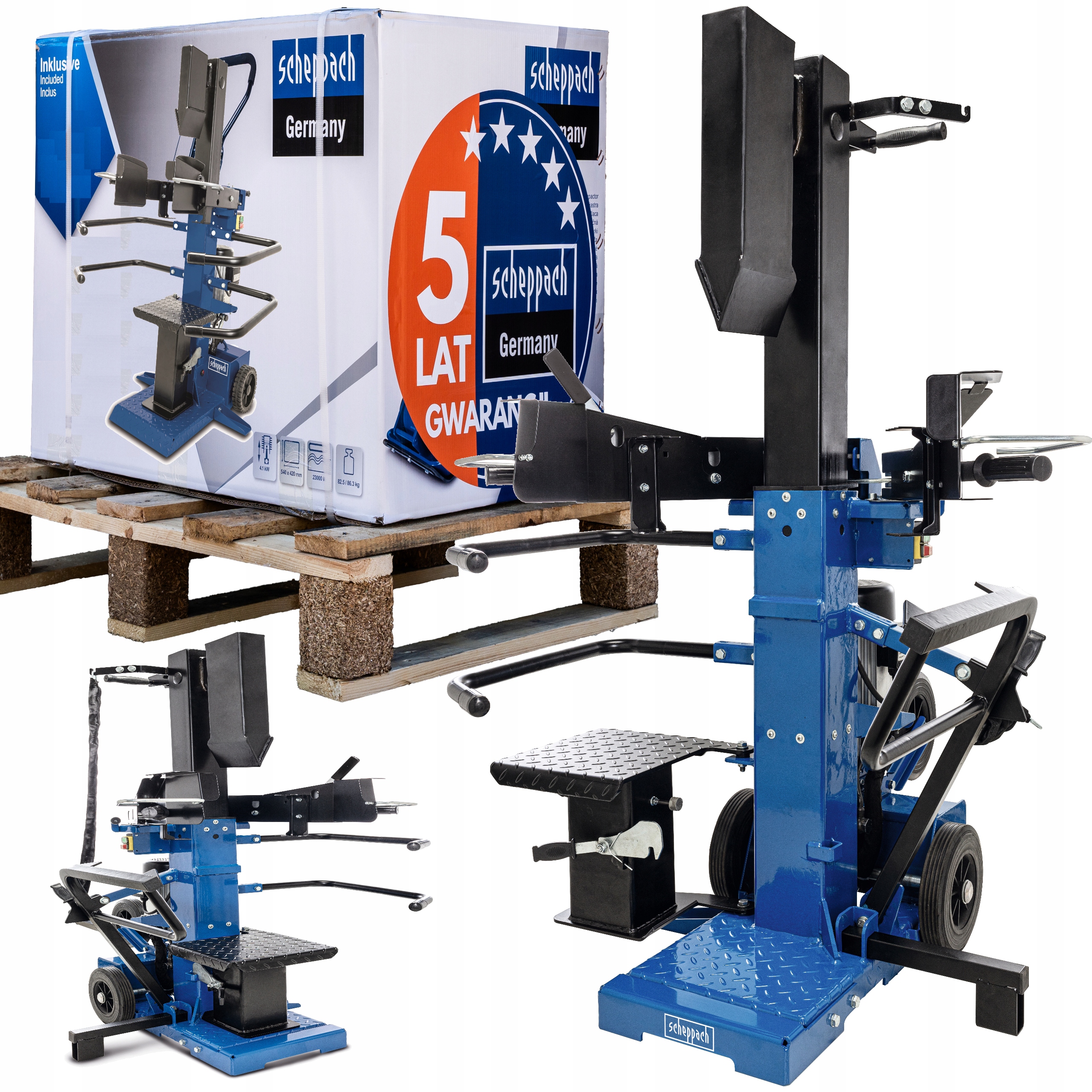 Дровокол гидравлический измельчитель 400V сила 107cm Scheppach компактный 15T