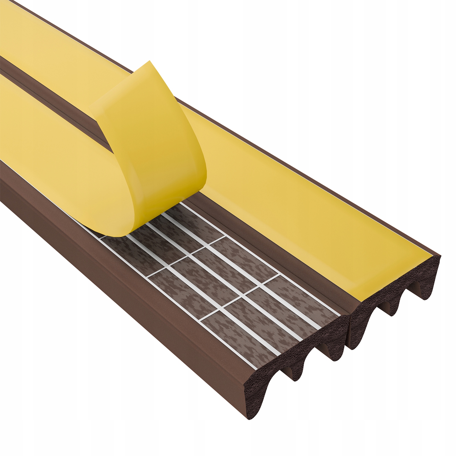 Těsnění pro okenní dveře Samolepicí Tlumící bronz Typ E 9x4 mm 100 m