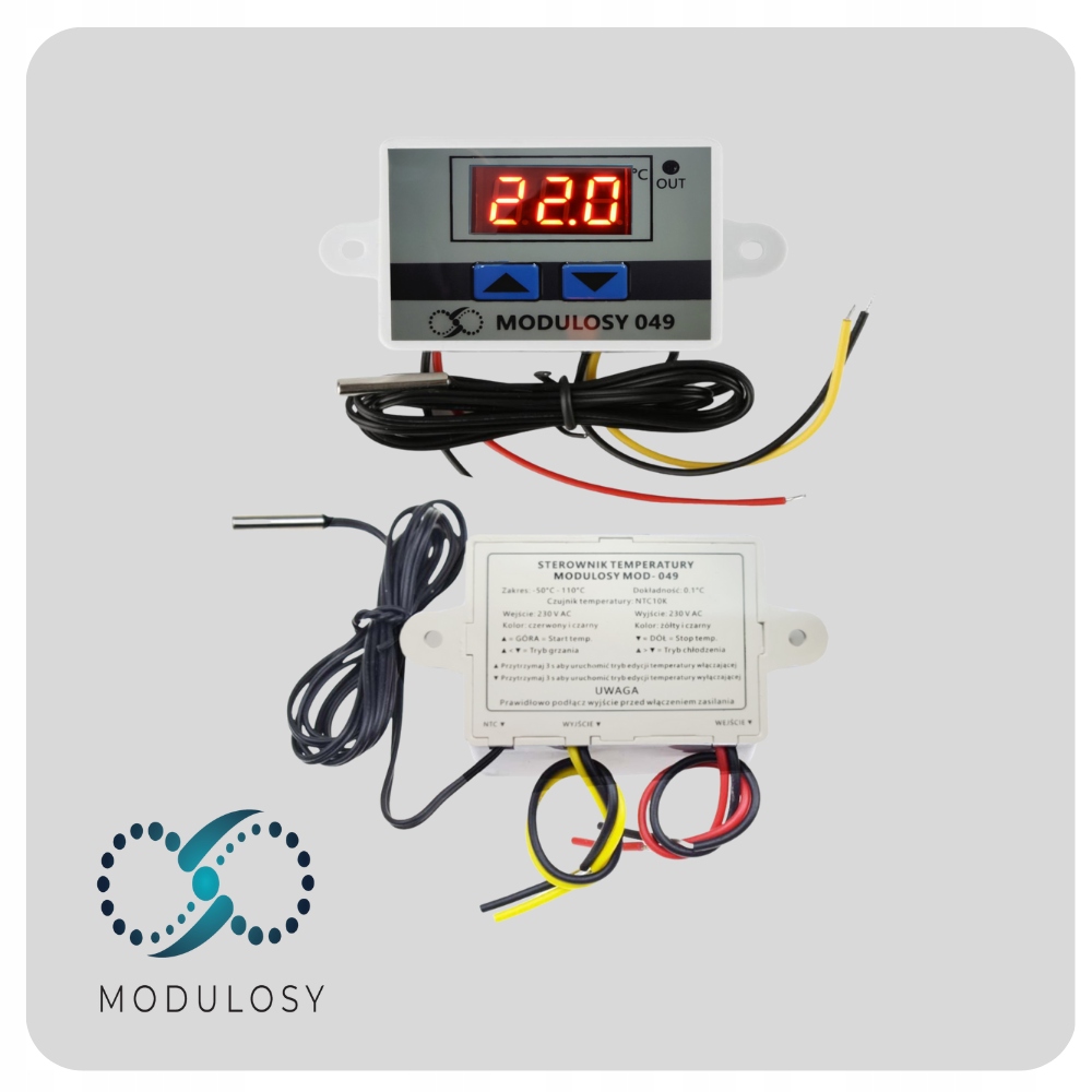 TERMOSTAT ELEKTRONICZNY REGULATOR TEMPERATURY 230 STEROWNIK CZUJNIK 1500W Marka Modulosy