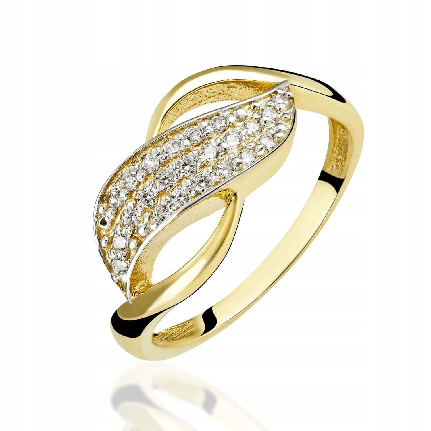 Zlatý Prstýnek 585 Zirkonový List Zdobený Finálním Vzorem VEL.23