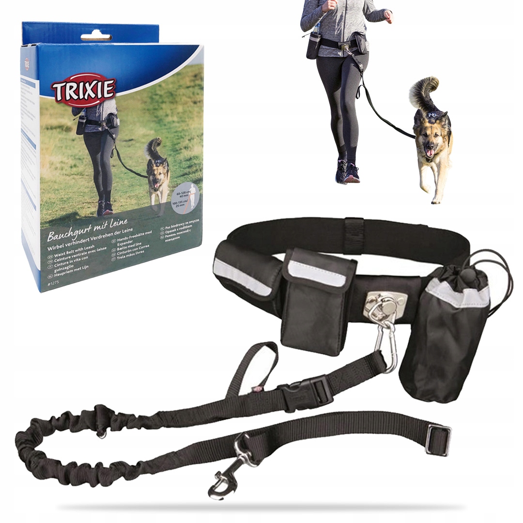 Pas Biodrowy ze Smyczą Bieganie z Psem Trekking Walking Trixie M-L/1,35m