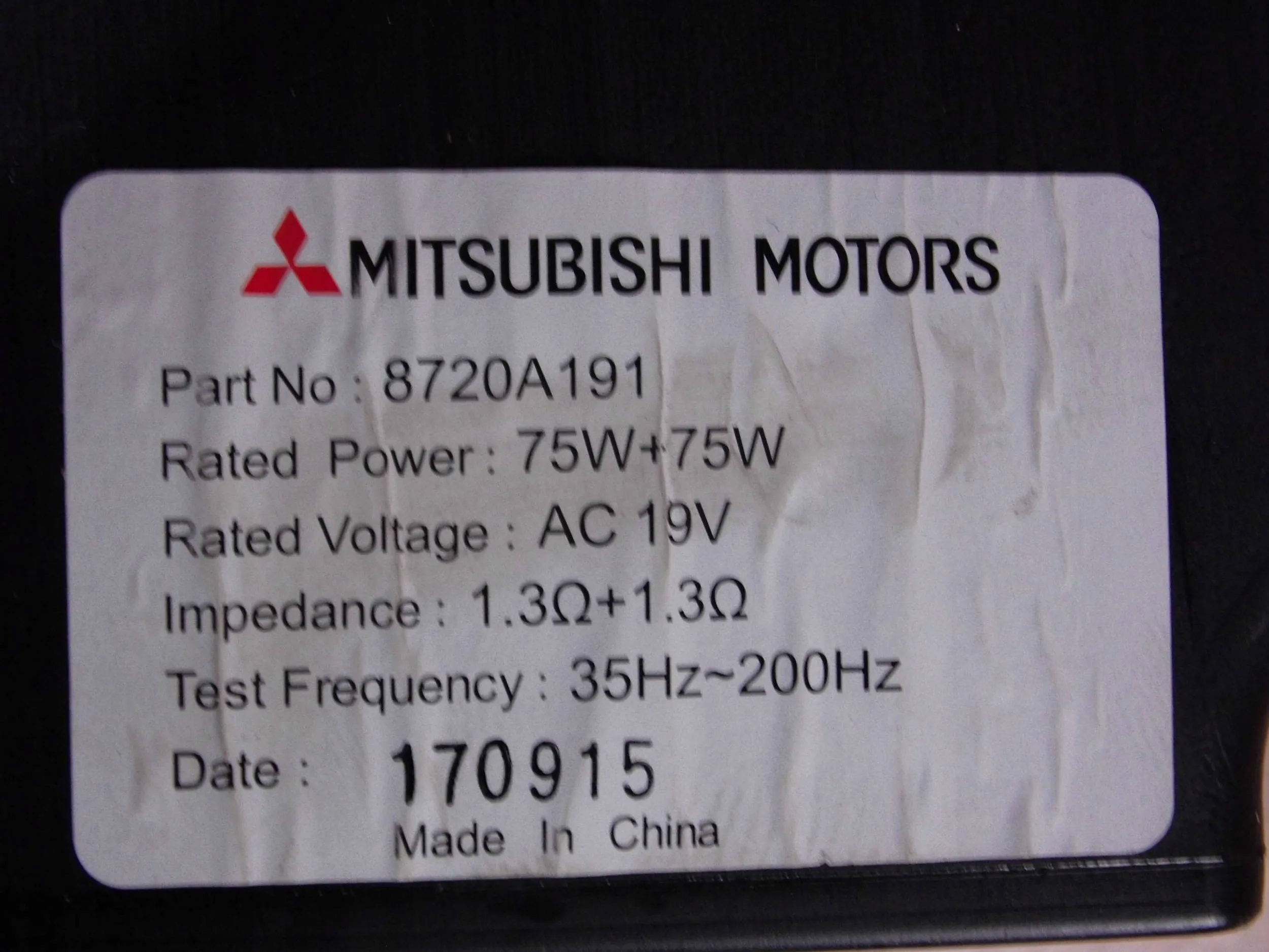MITSUBISHI ECLIPSE CROSS LAUTSPRECHER SUBWOOFER 8720A191