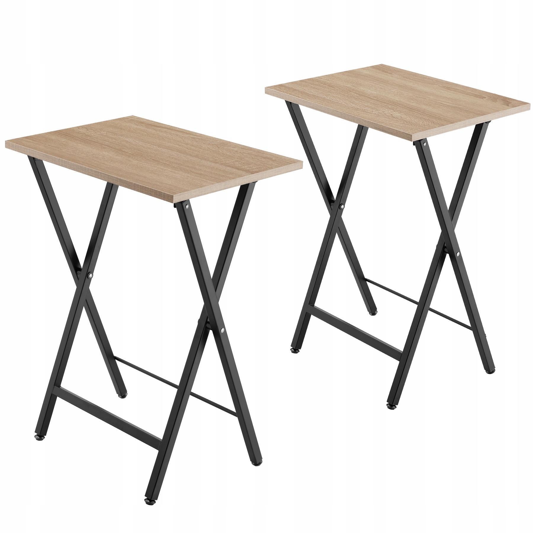 

2x stolik industrialny składany jasny 404778