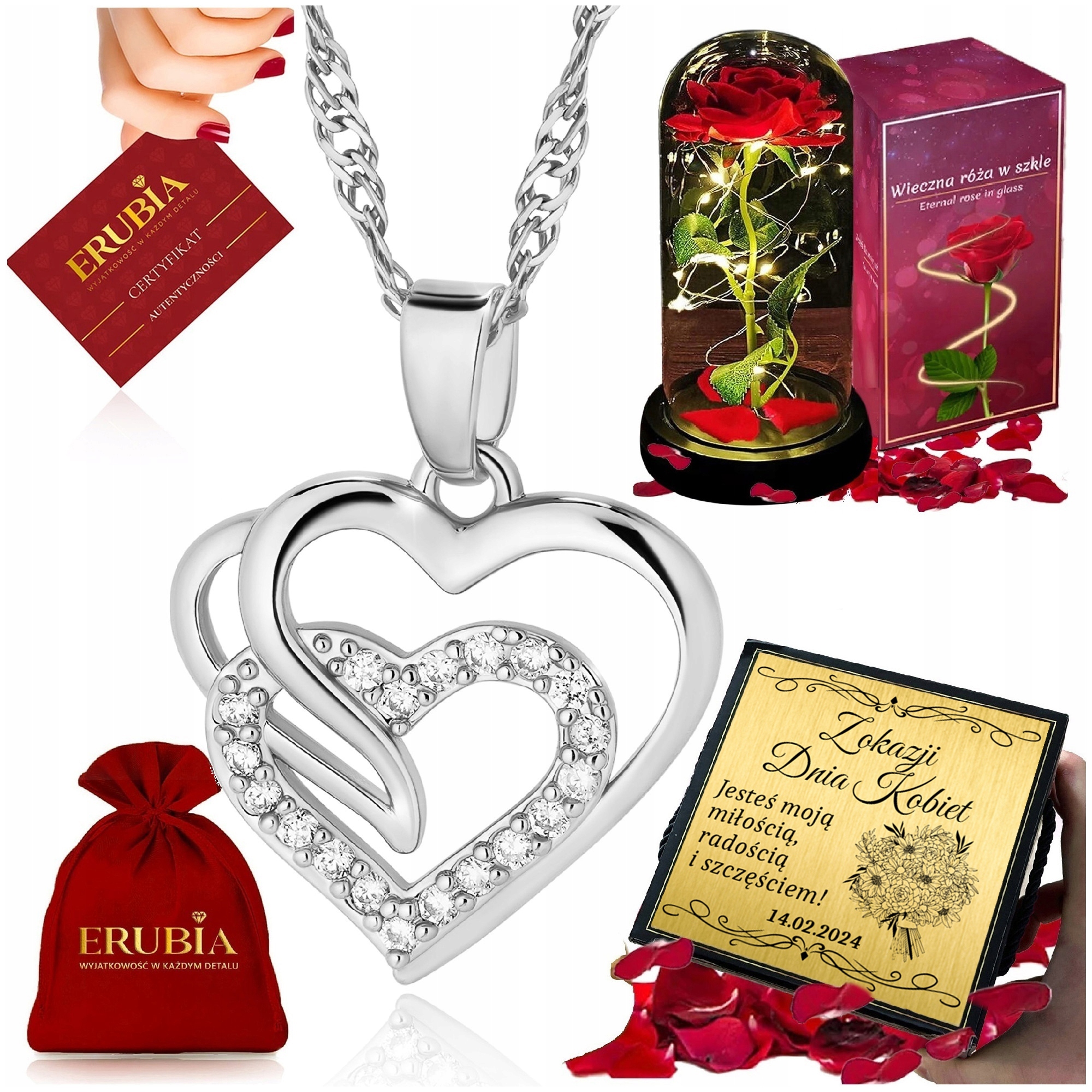 Zlatý Řetízek Srdce 925 Věčná Růže Pro Přítelkyni Ženy, Máme Ženy