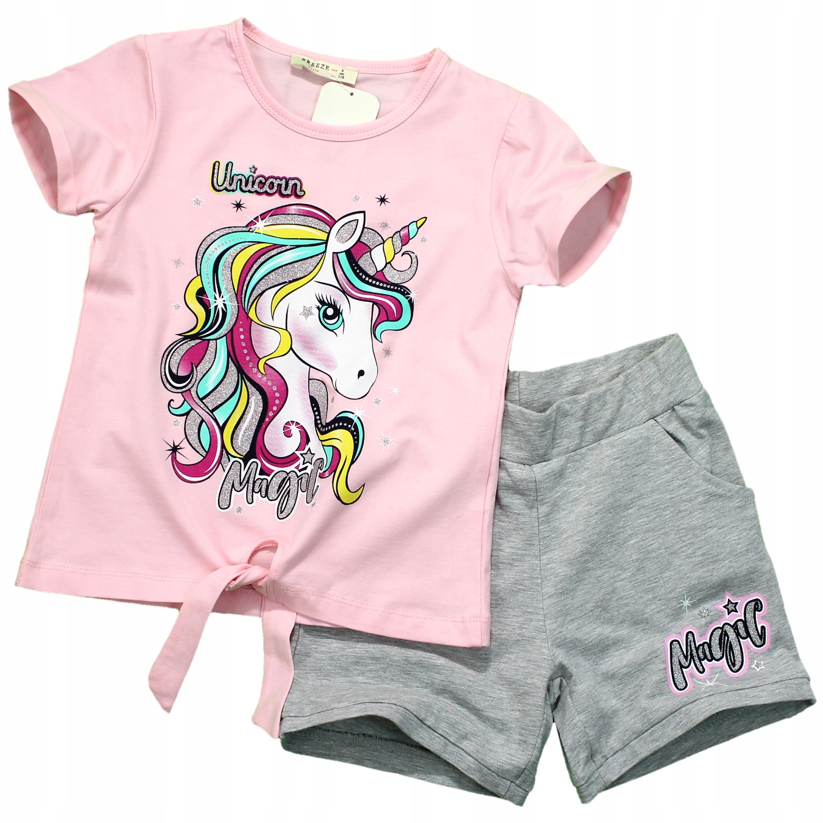 

Komplet Jednorożec Wiązana Bluzka Spodenki 98