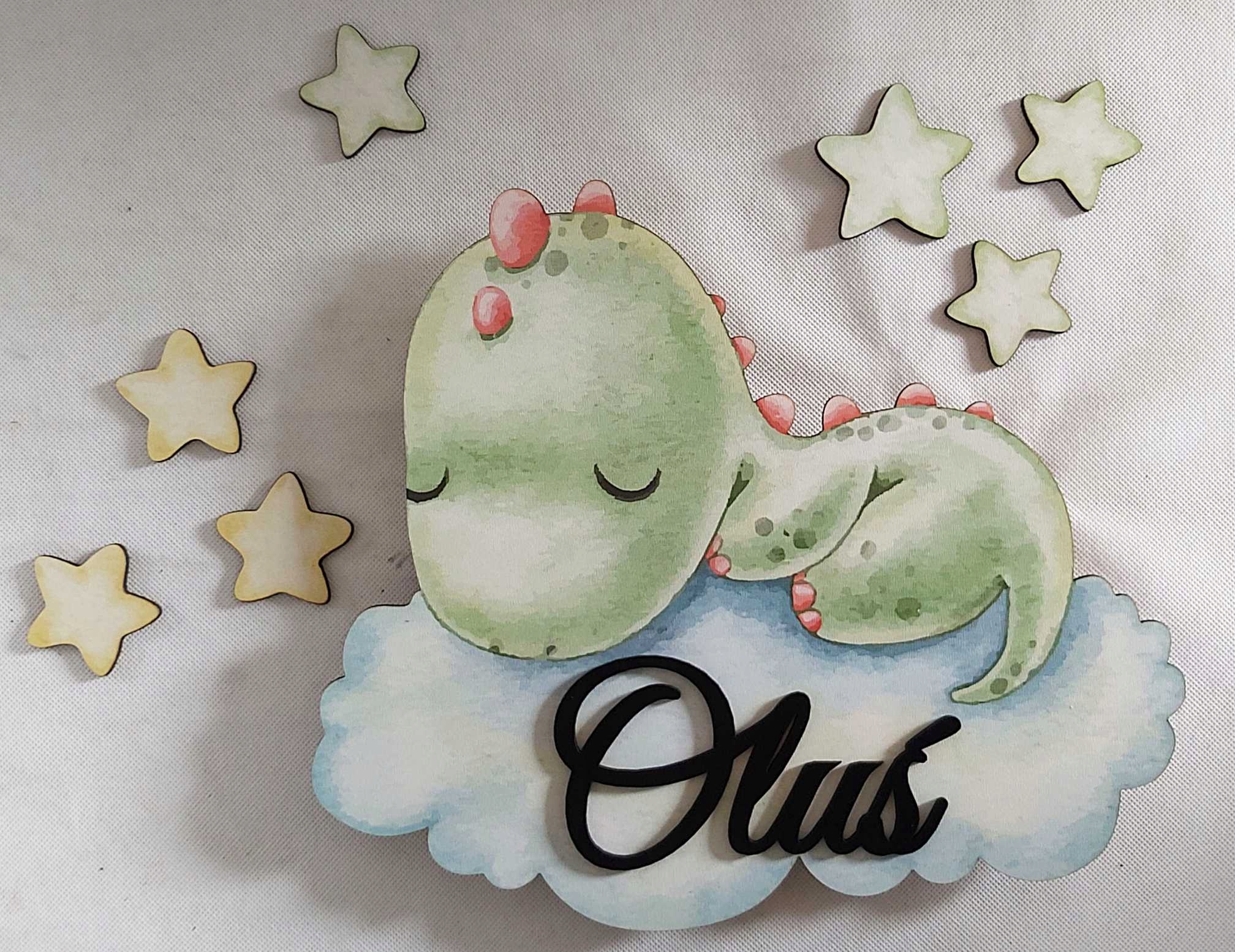 Lampka nocna LED dinozaur dinuś chmurka + imię