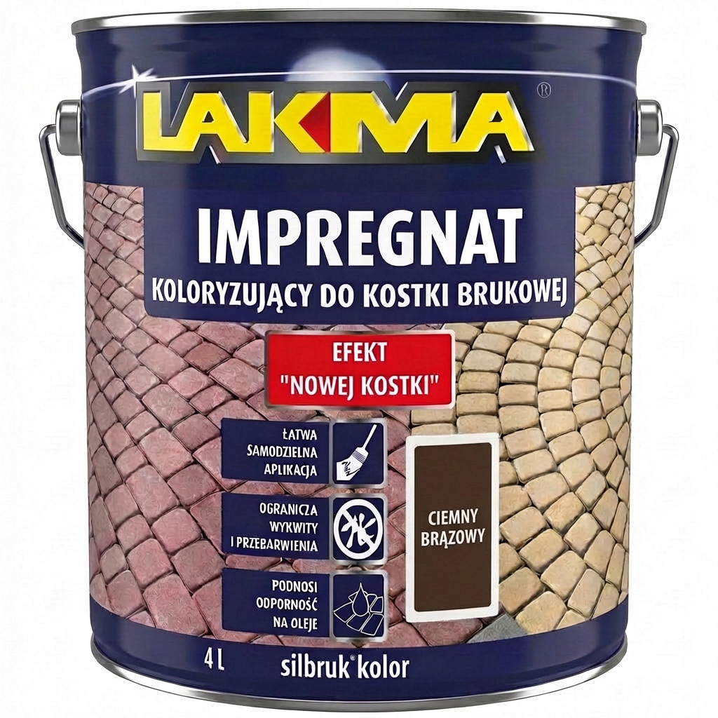 Impregnat Koloryzujący Do Koski Brukowej Silbruk 4L Brąz Ciemny Lakma